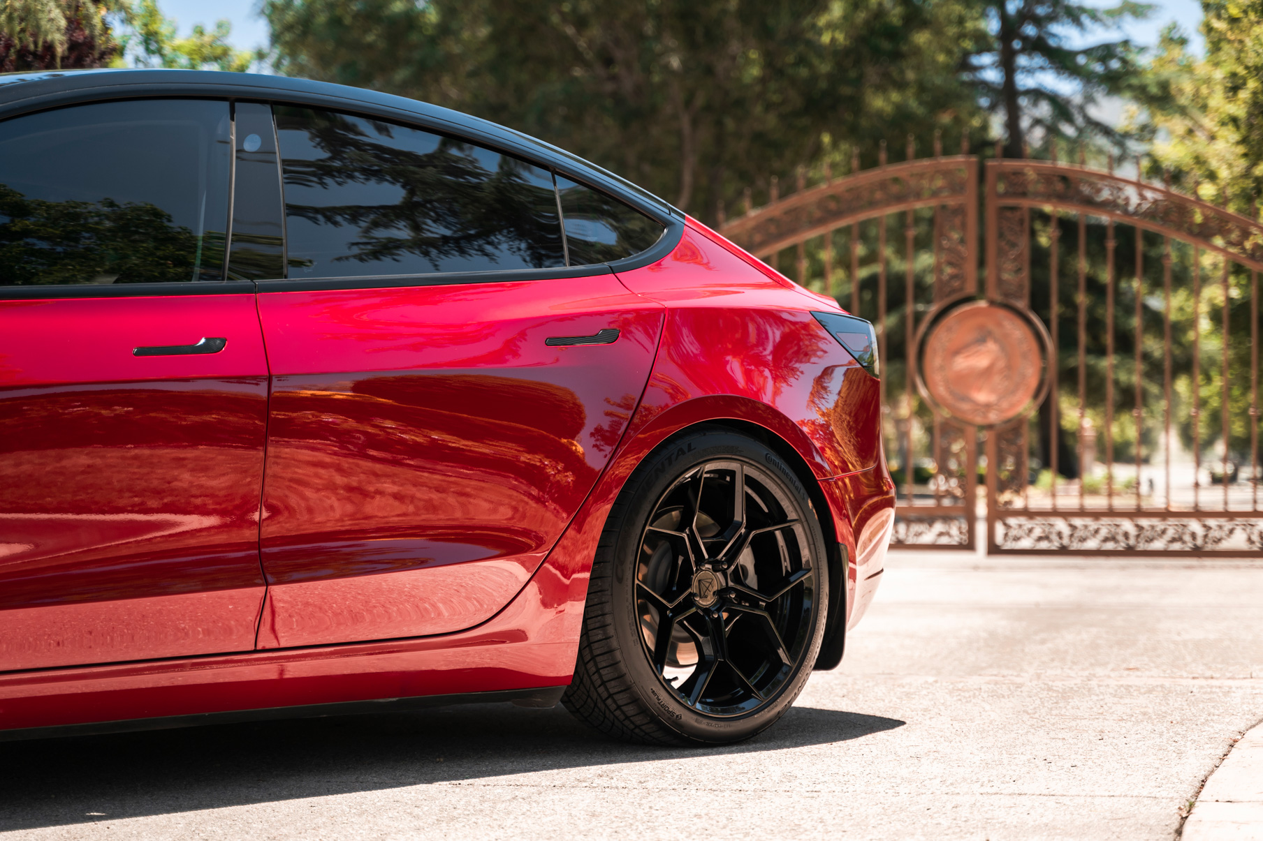 A 2019 Tesla Model 3 on Blaque Diamond BD-F25 Gloss Black Wheels