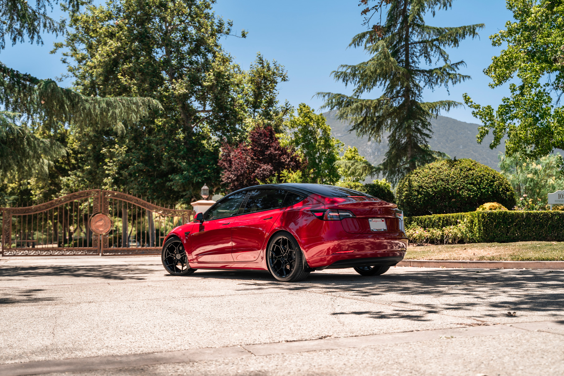 A 2019 Tesla Model 3 on Blaque Diamond BD-F25 Gloss Black Wheels