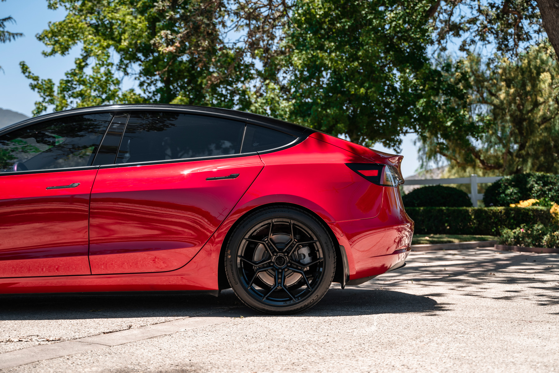 A 2019 Tesla Model 3 on Blaque Diamond BD-F25 Gloss Black Wheels