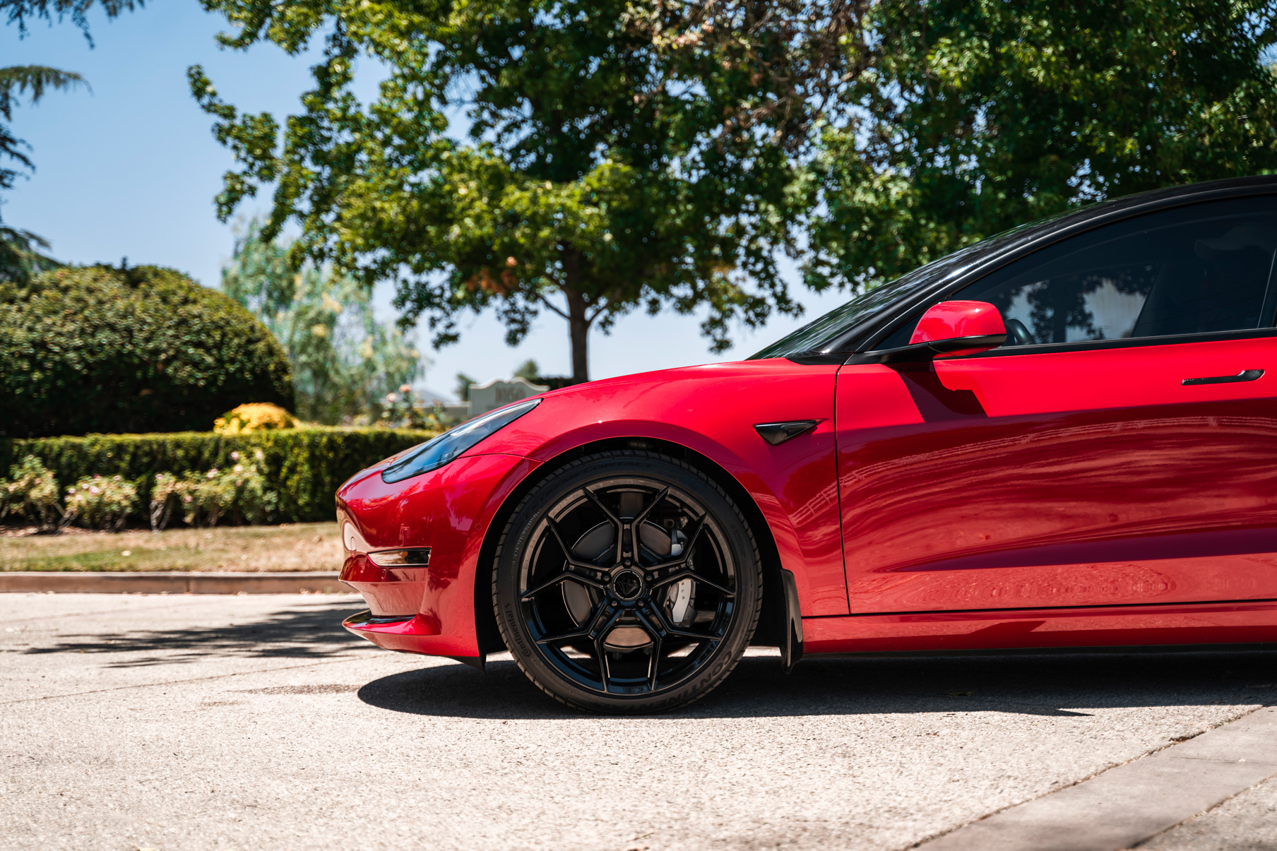 A 2019 Tesla Model 3 on Blaque Diamond BD-F25 Gloss Black Wheels