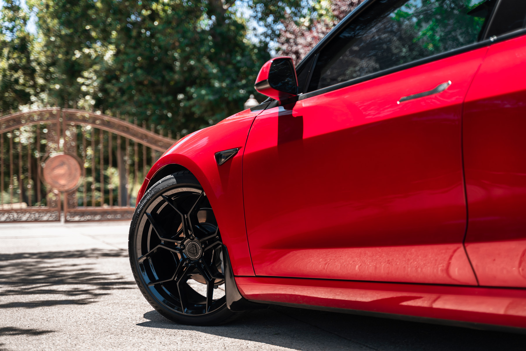 A 2019 Tesla Model 3 on Blaque Diamond BD-F25 Gloss Black Wheels