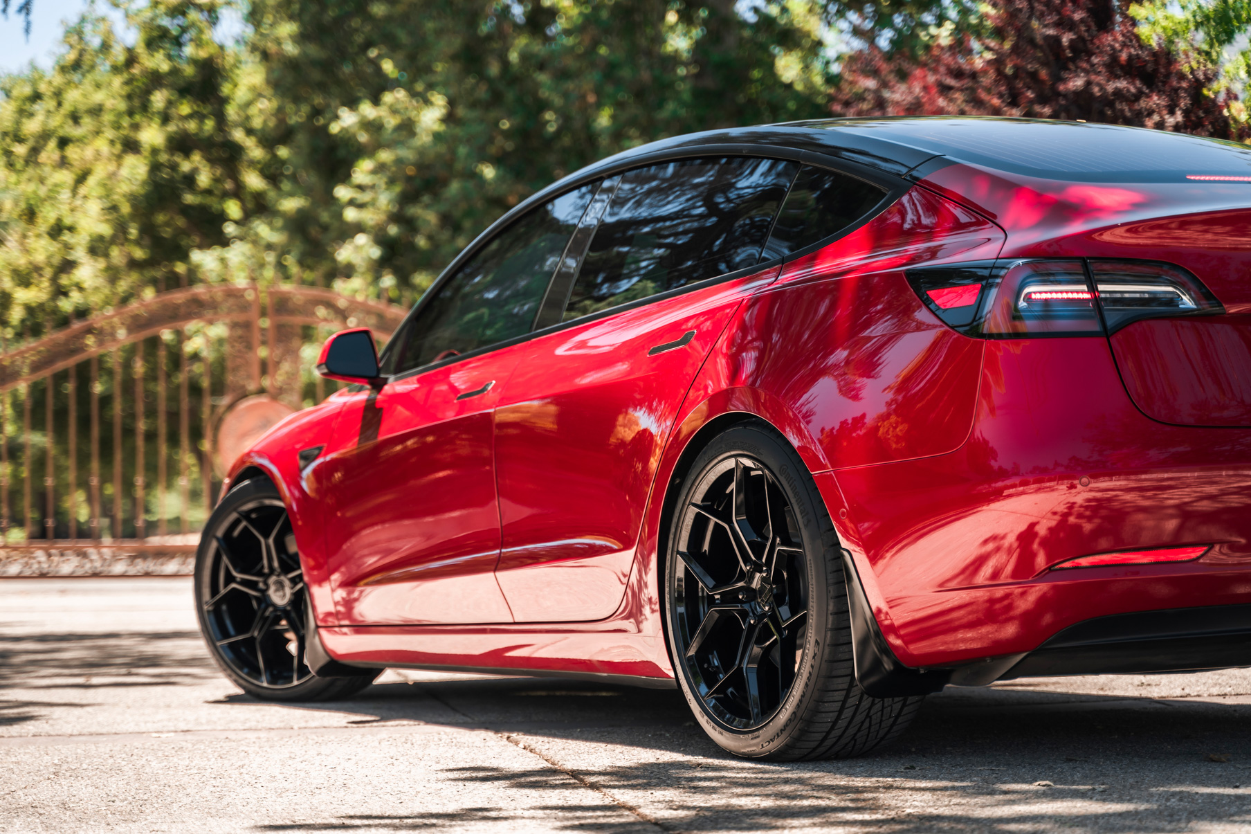 A 2019 Tesla Model 3 on Blaque Diamond BD-F25 Gloss Black Wheels