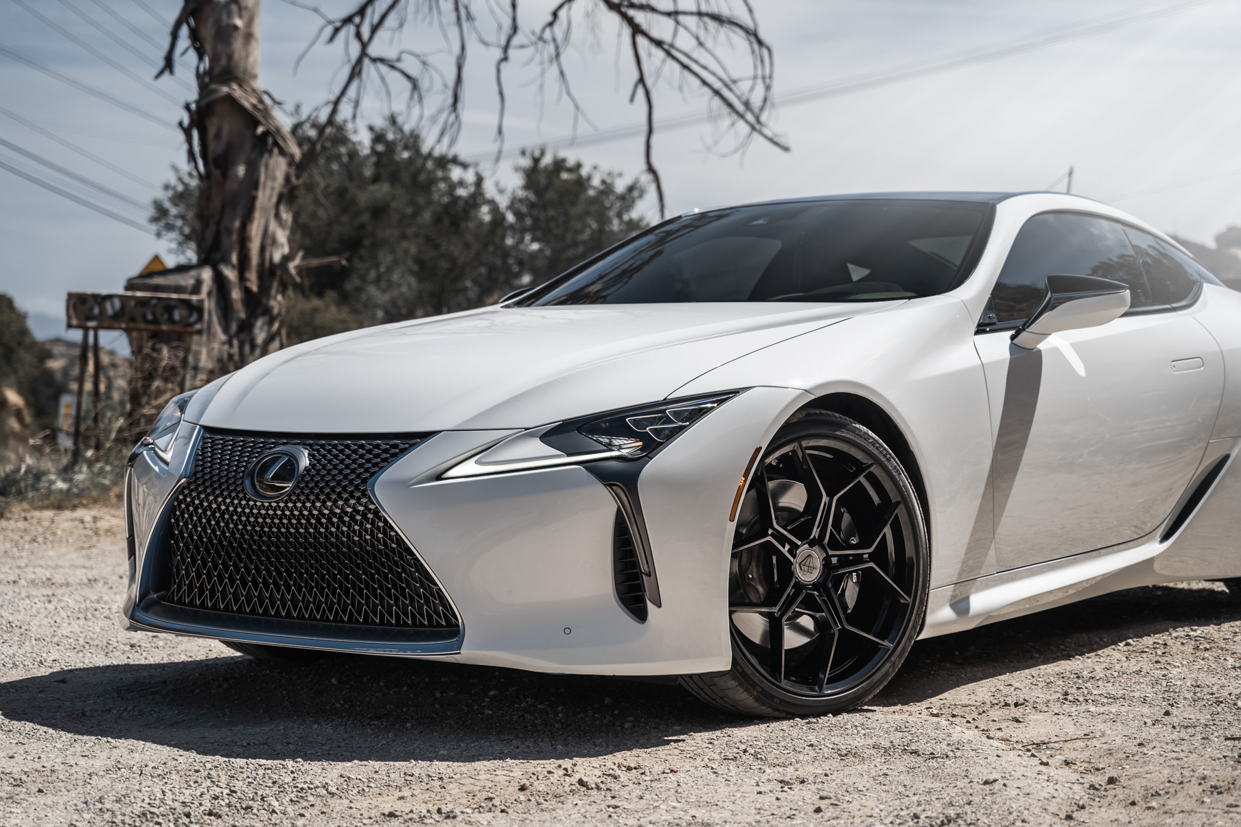 A 2018 Lexus LC500 on 20 Inch Blaque Diamond BD-F25 Gloss Black Wheels