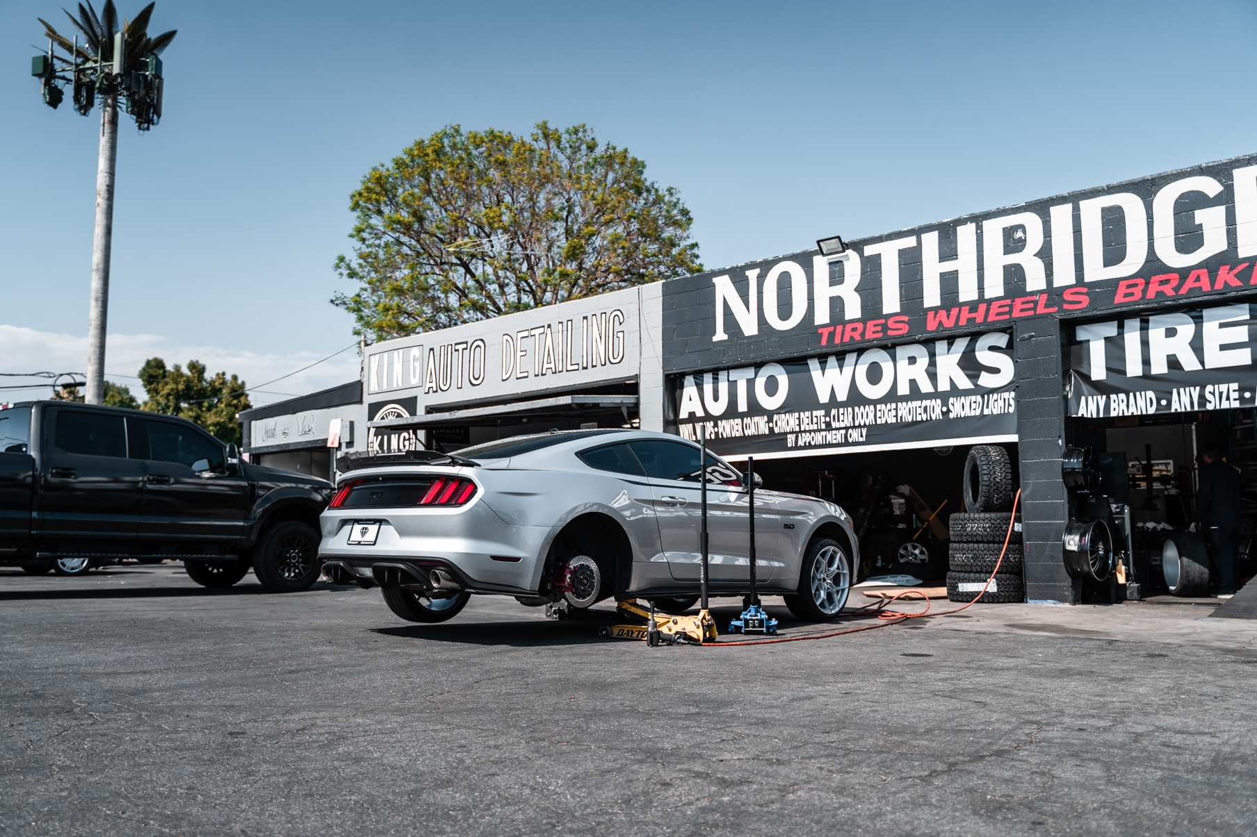 A 2016 Ford Mustang GT on 20 Inch Blaque Diamond BD-F25 Brushed Silver Wheels
