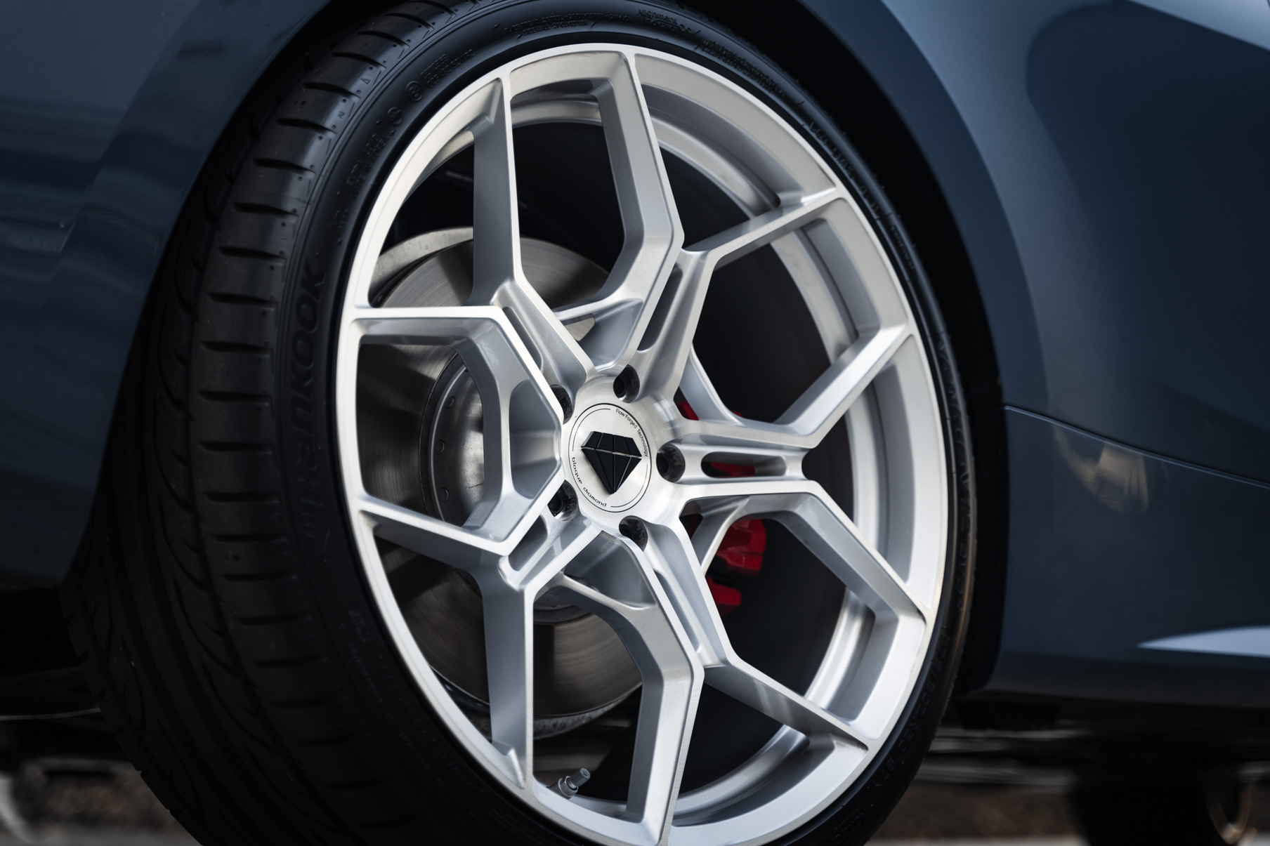 A 2021 BMW M440i on 20 Inch Blaque Diamond BD-F25 Brushed Silver Wheels
