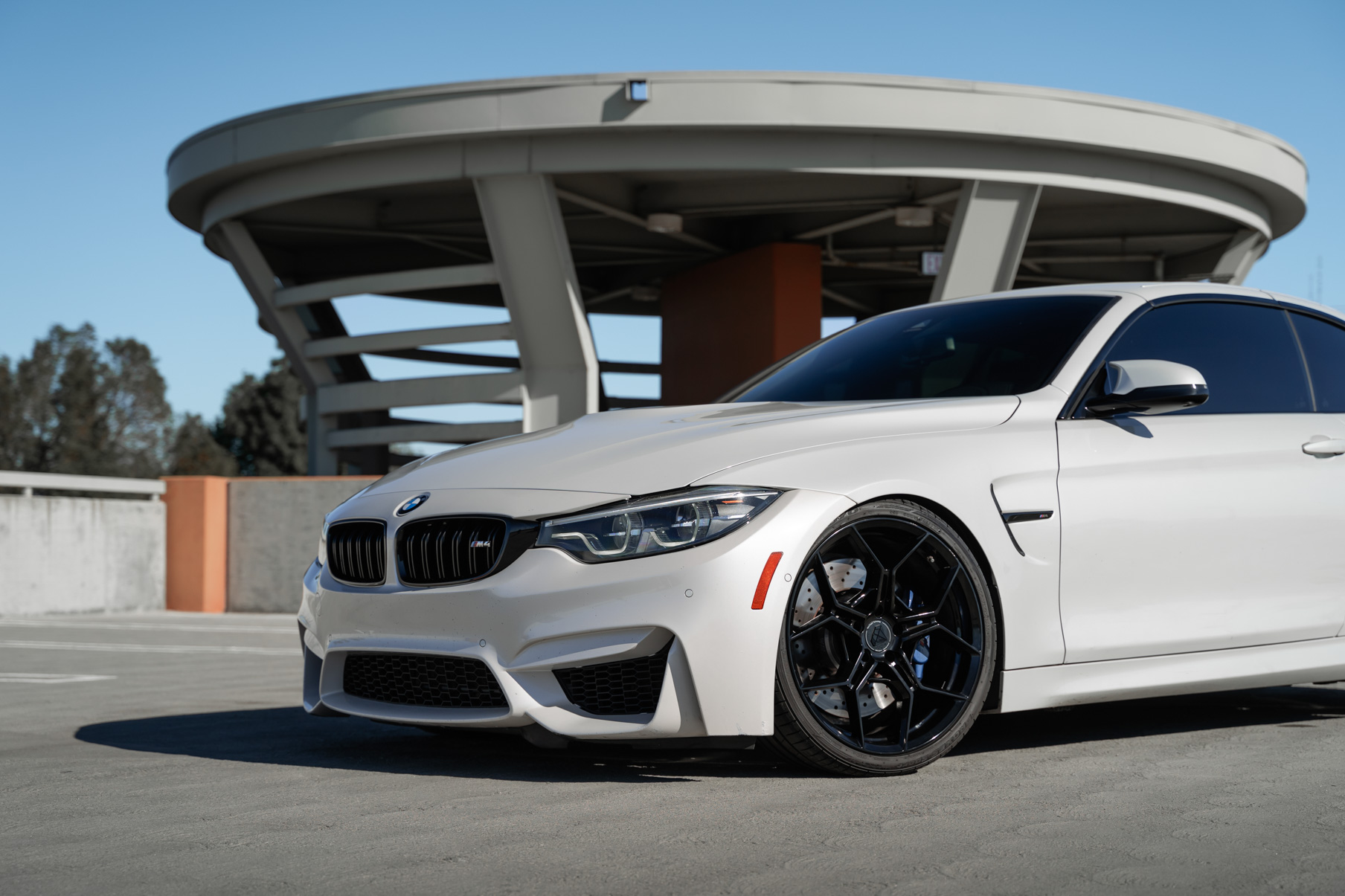 A 2018 BMW M4 on 20 Inch Blaque Diamond BD-F25 Gloss Black Wheels