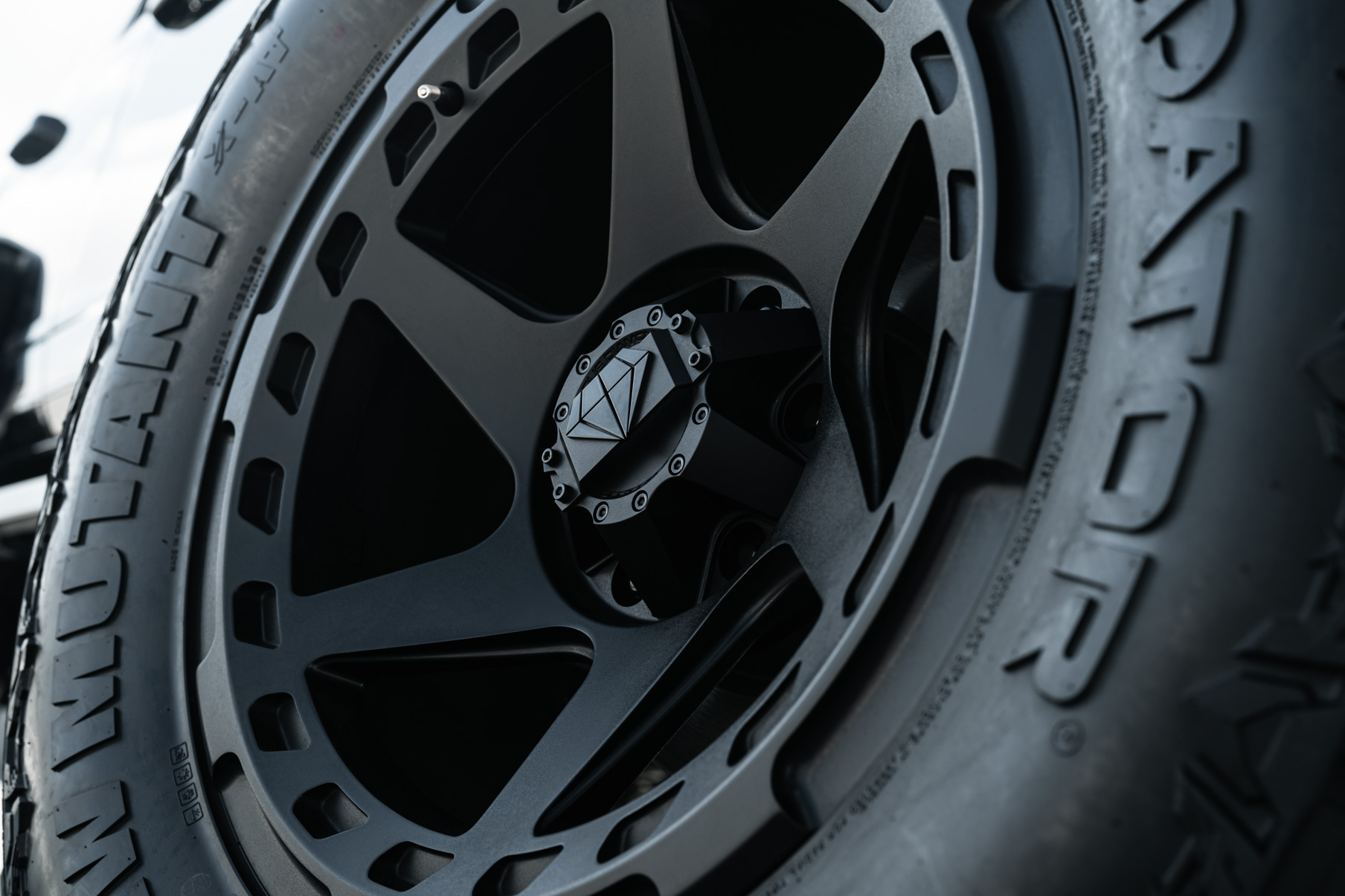 A 2022 Ford Bronco on Blaque Diamond BD-O728 Textured Black Wheels