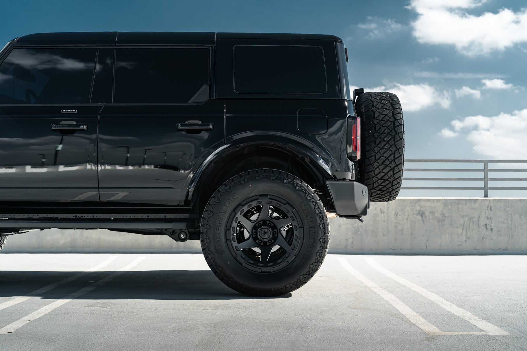 A 2022 Ford Bronco on Blaque Diamond BD-O728 Textured Black Wheels