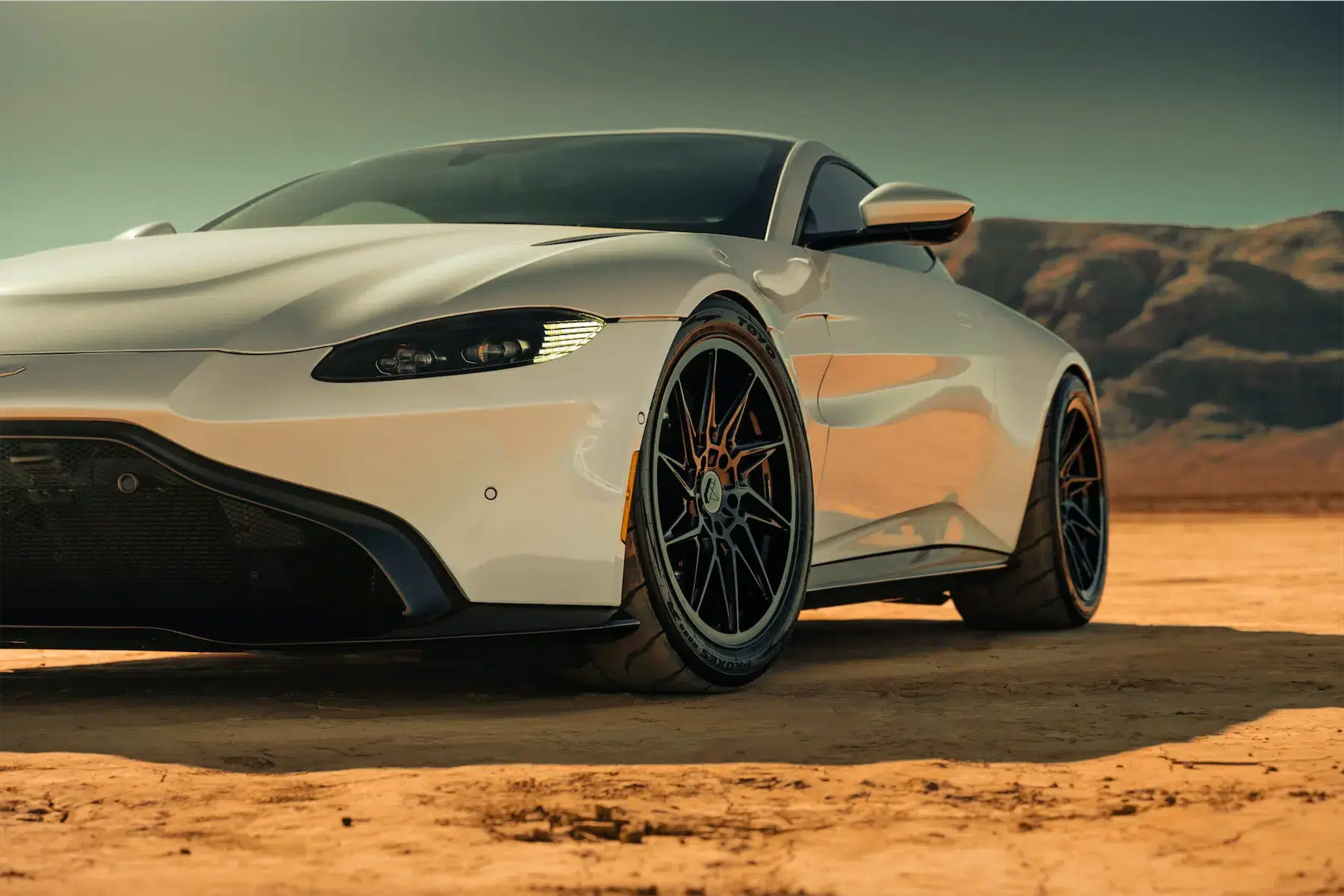 A 2020 Aston Martin Vantage on 20 Inch Blaque Diamond BD-F20 Gloss Black Wheels