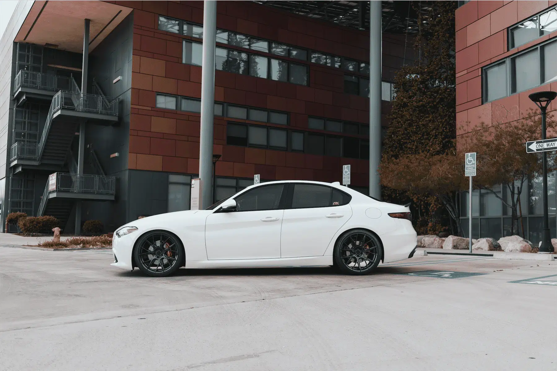 A 2018 Alfa Romeo Giulia on Blaque Diamond BD-F18 Gloss Black Wheels