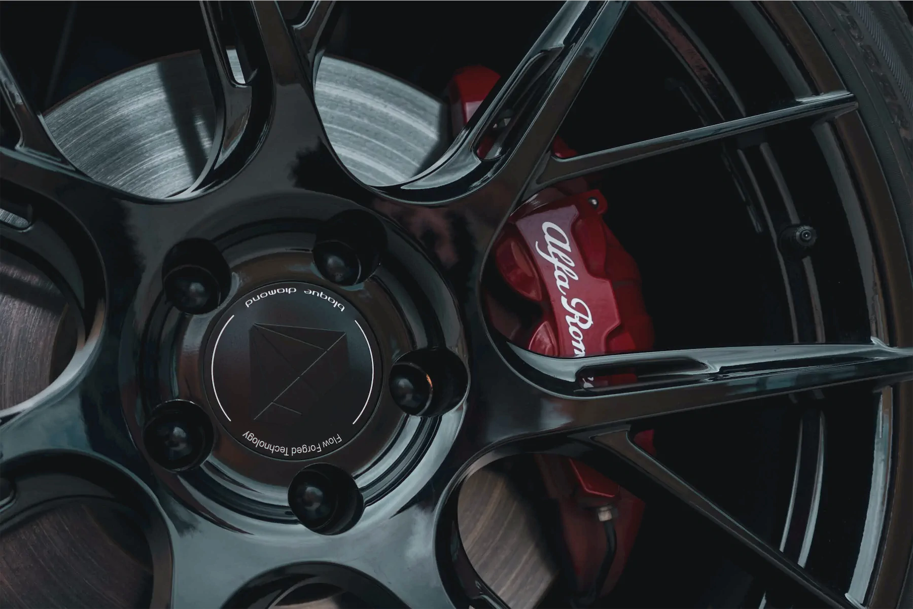 A 2018 Alfa Romeo Giulia on Blaque Diamond BD-F18 Gloss Black Wheels