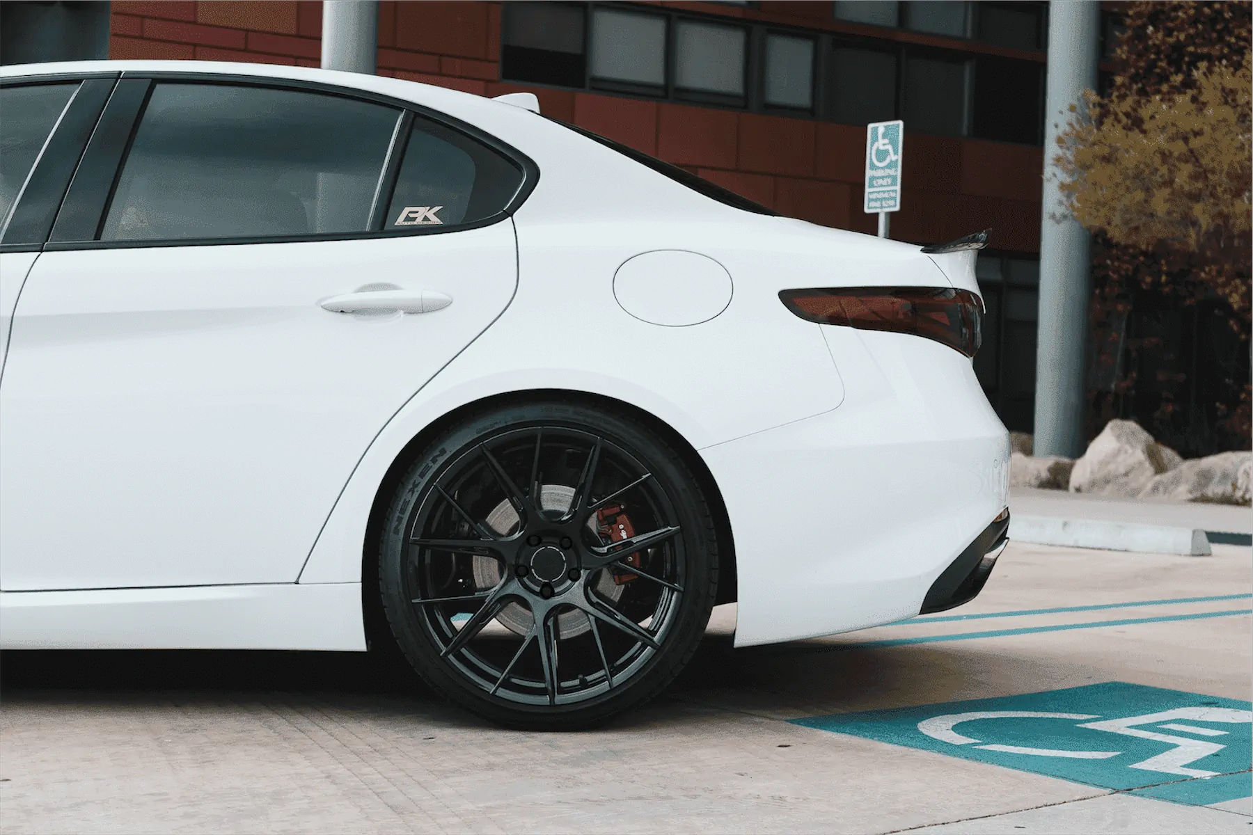 A 2018 Alfa Romeo Giulia on Blaque Diamond BD-F18 Gloss Black Wheels