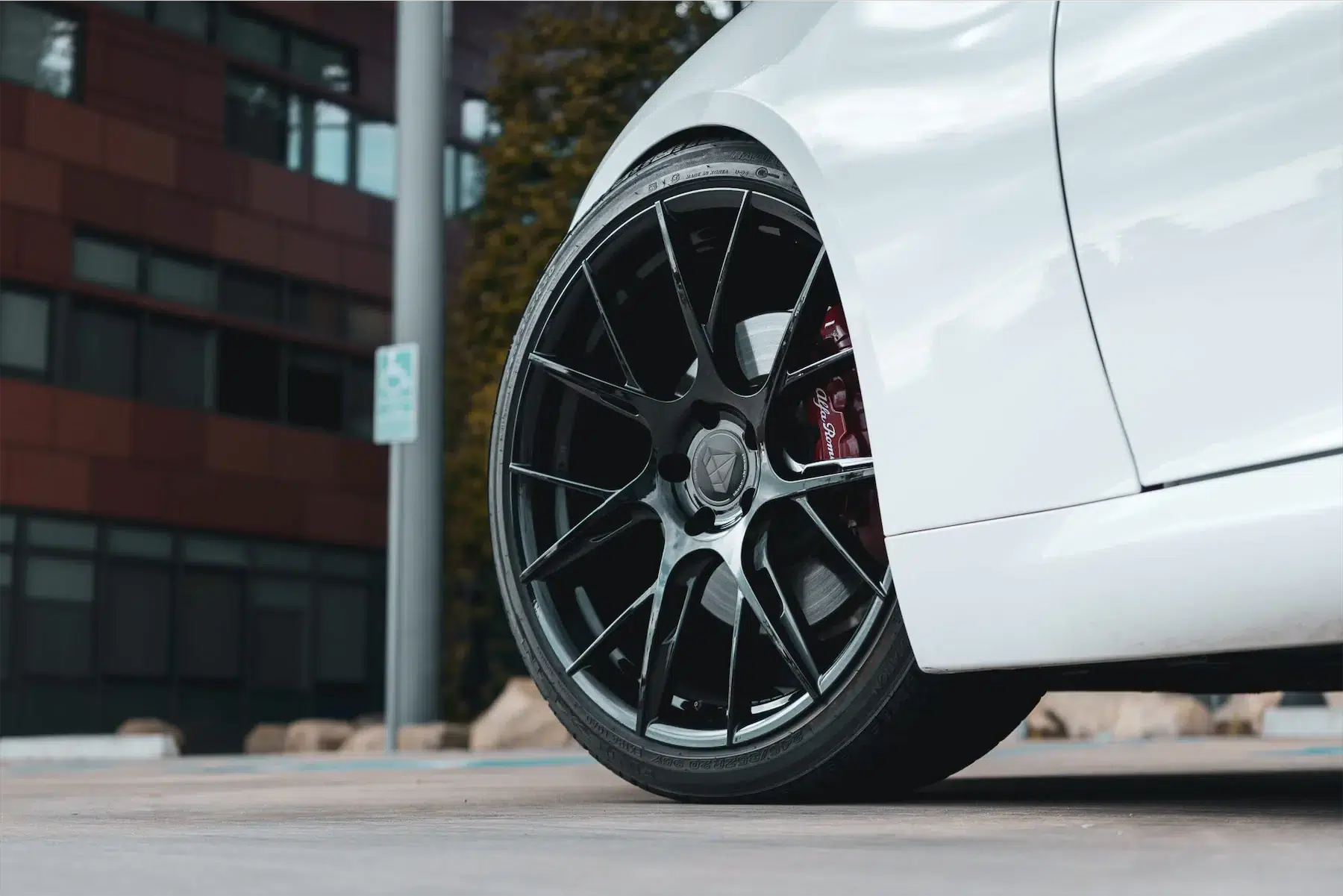 A 2018 Alfa Romeo Giulia on Blaque Diamond BD-F18 Gloss Black Wheels