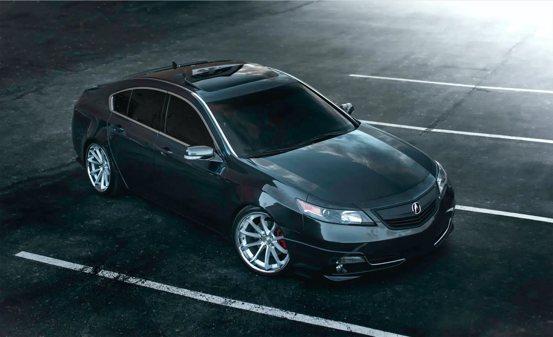 A 2012 Acura TL on Blaque Diamond BD-23 Silver Machined with Chrome Lip Wheels