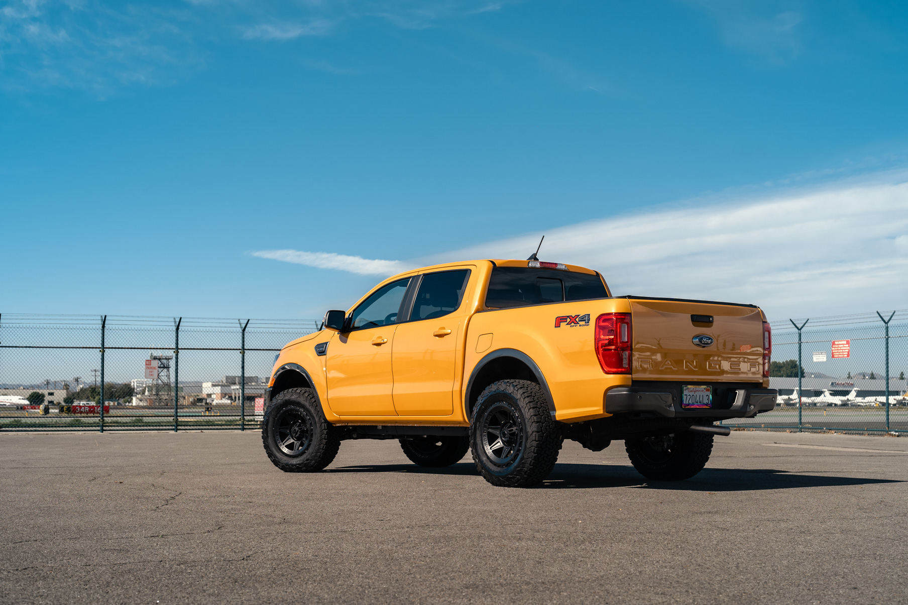 A 2022 Ford Ranger Lariat on Blaque Diamond BD-O102 Wheels in Textured Black