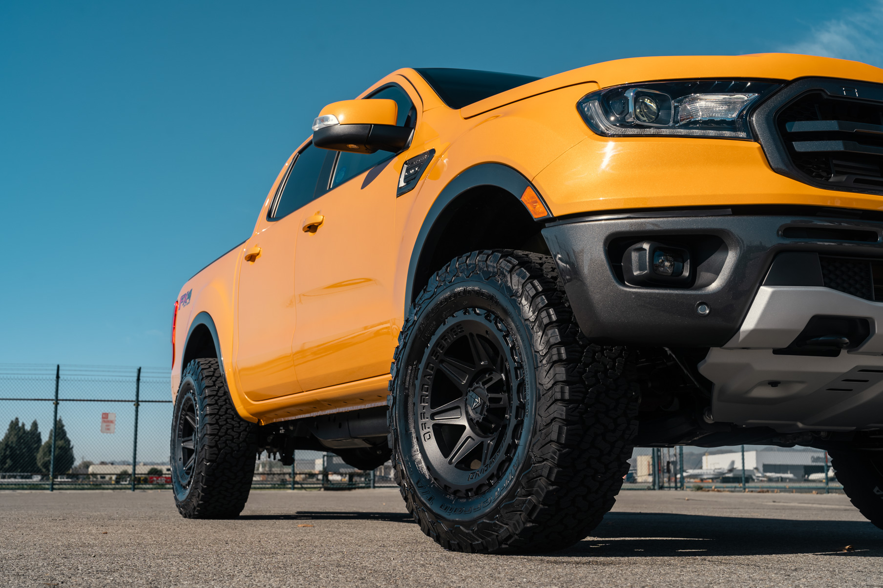 A 2022 Ford Ranger Lariat on Blaque Diamond BD-O102 Wheels in Textured Black