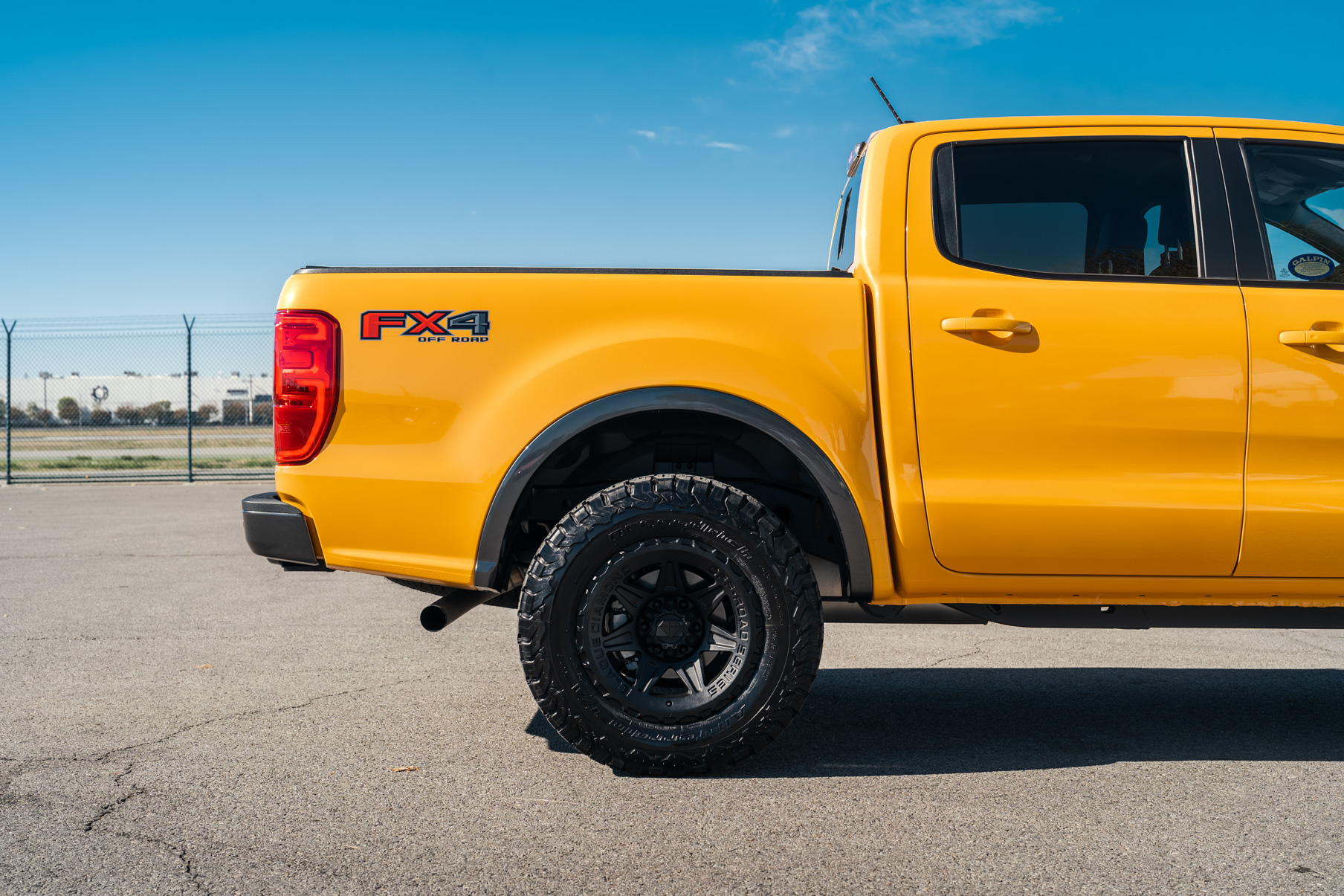 A 2022 Ford Ranger Lariat on Blaque Diamond BD-O102 Wheels in Textured Black