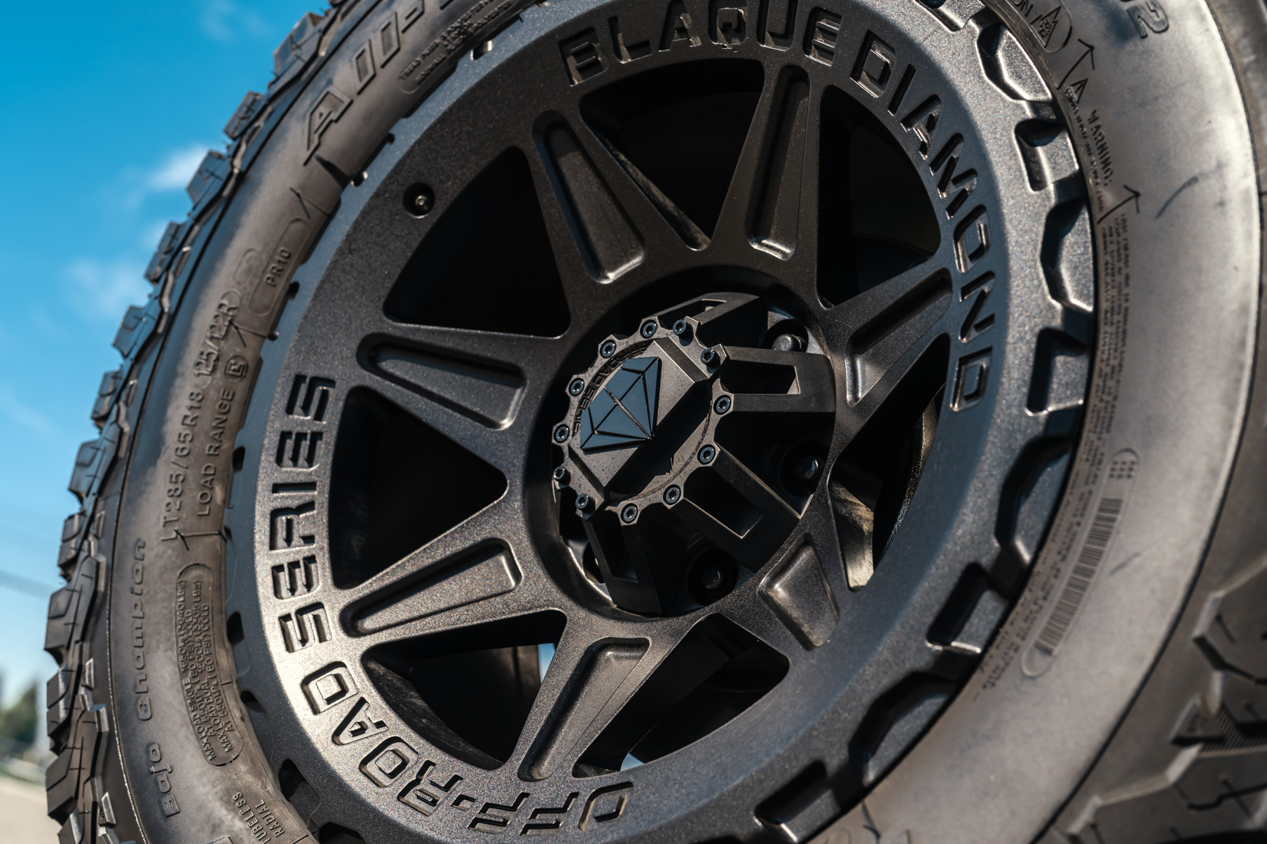 A 2022 Ford Ranger Lariat on Blaque Diamond BD-O102 Wheels in Textured Black