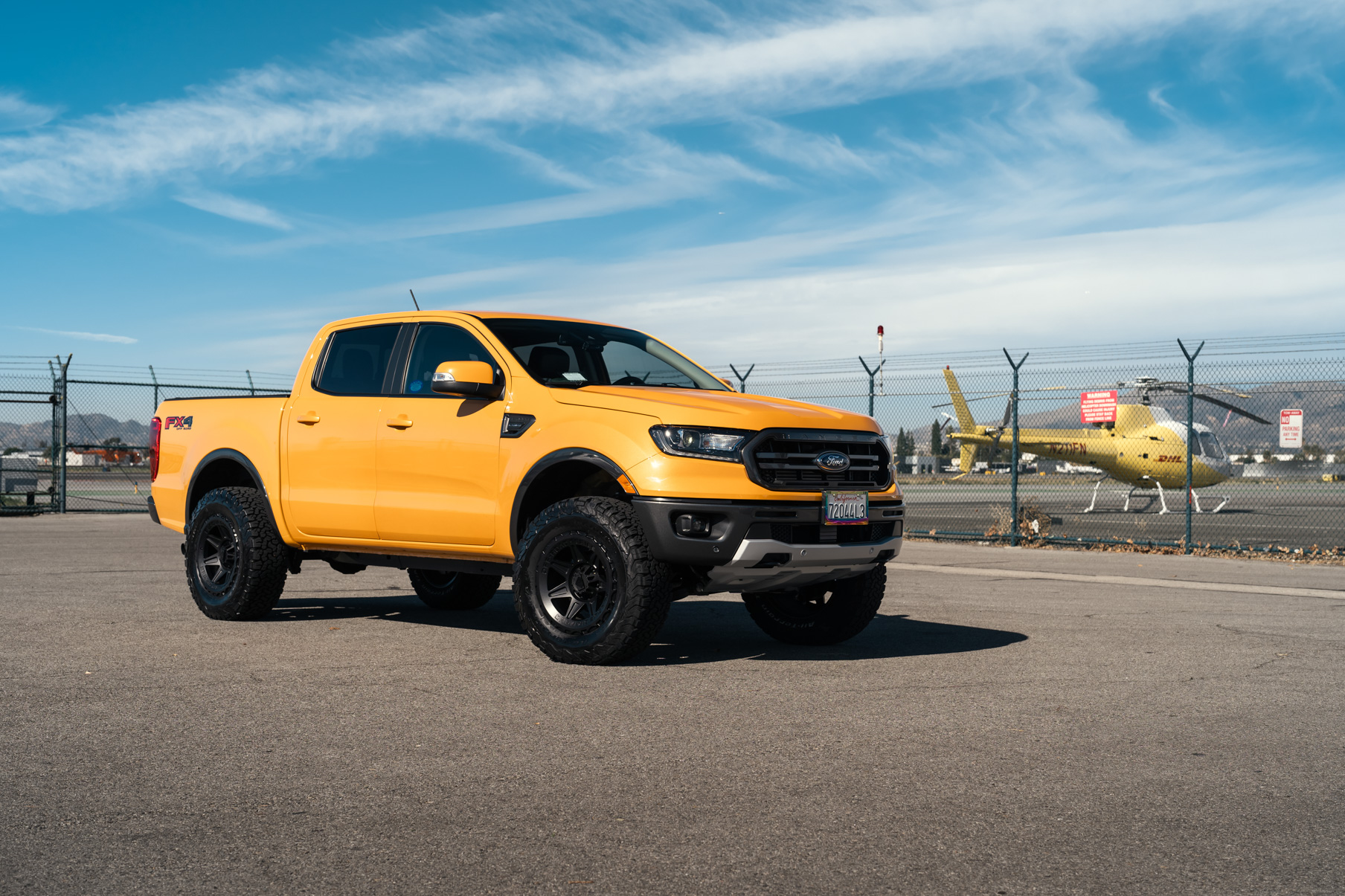 A 2022 Ford Ranger Lariat on Blaque Diamond BD-O102 Wheels in Textured Black