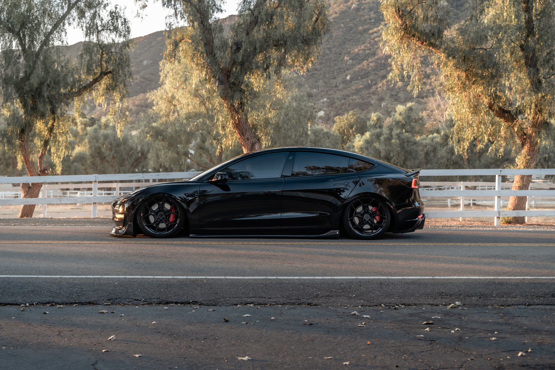 A 2019 Tesla Model 3 Performance on Blaque Diamond BD-F25 Gloss Black Wheels
