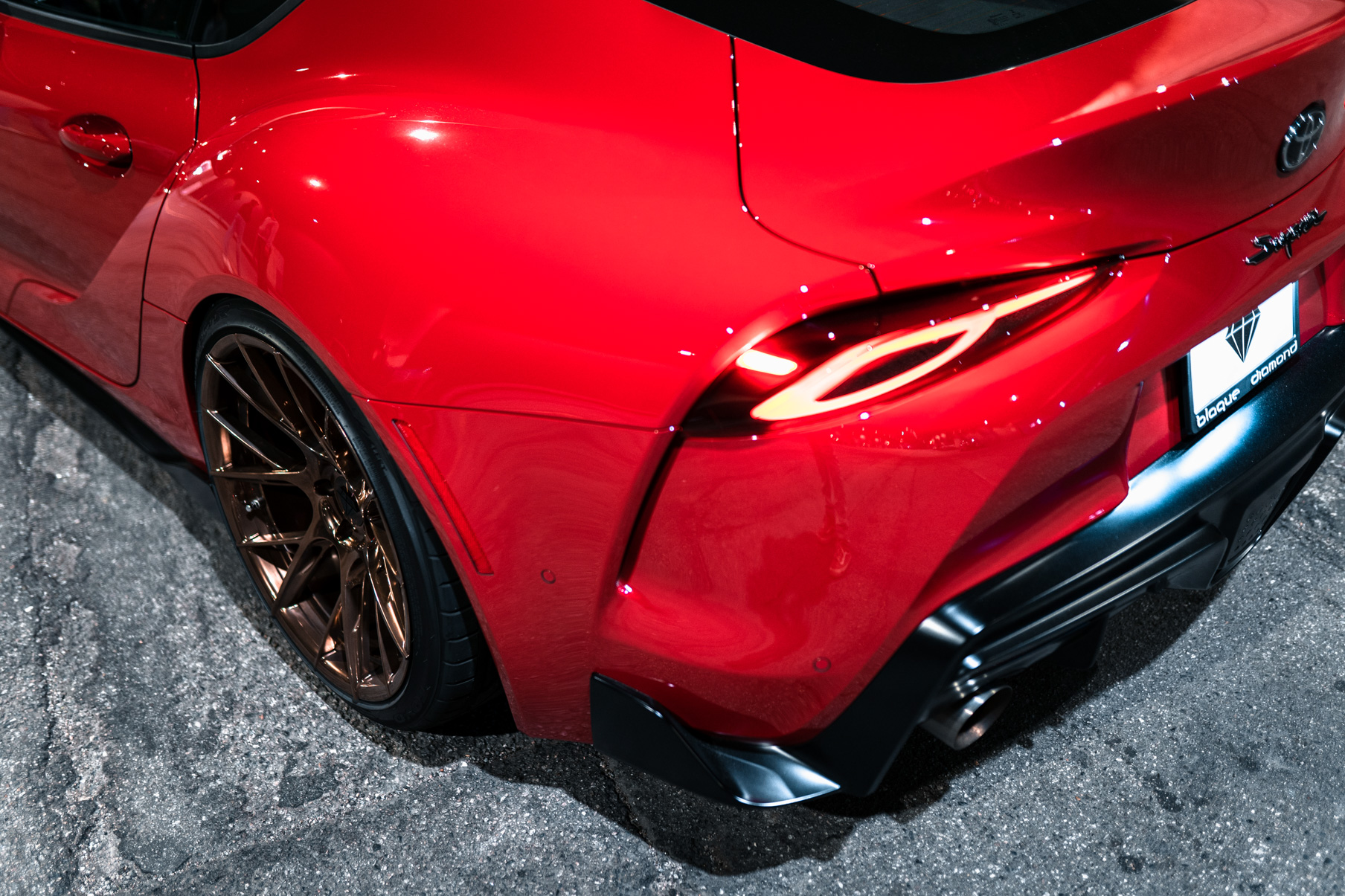 A 2020 Toyota Supra on Blaque Diamond BD-F18 20 Inch Polished Bronze Wheels