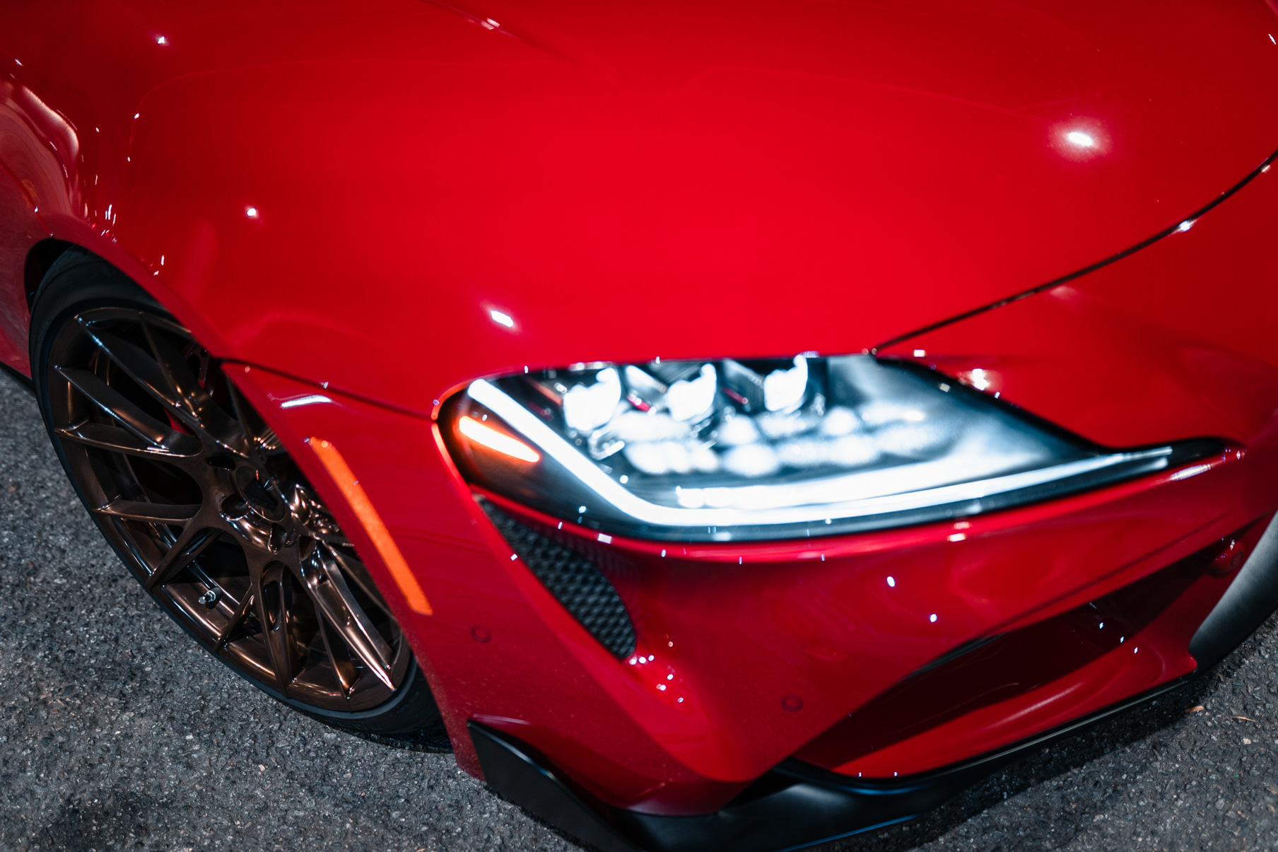 A 2020 Toyota Supra on Blaque Diamond BD-F18 20 Inch Polished Bronze Wheels