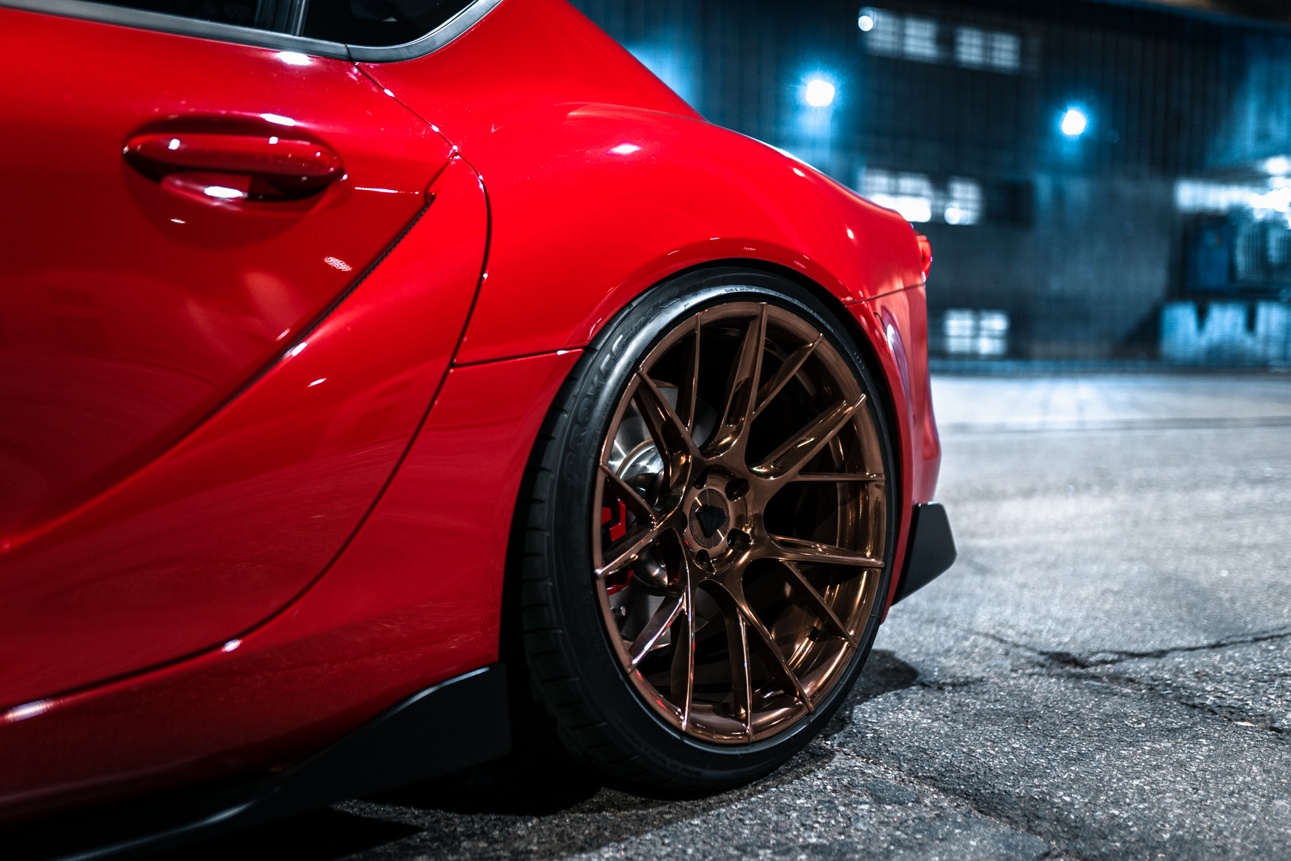 A 2020 Toyota Supra on Blaque Diamond BD-F18 20 Inch Polished Bronze Wheels