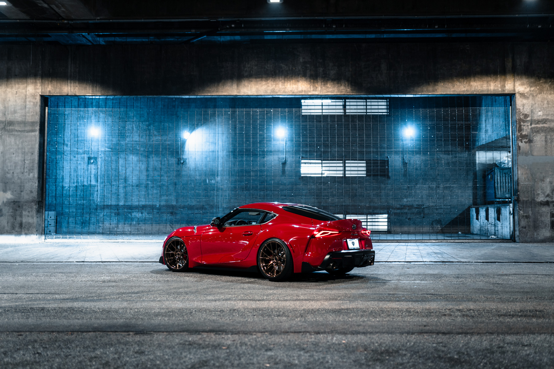 A 2020 Toyota Supra on Blaque Diamond BD-F18 20 Inch Polished Bronze Wheels