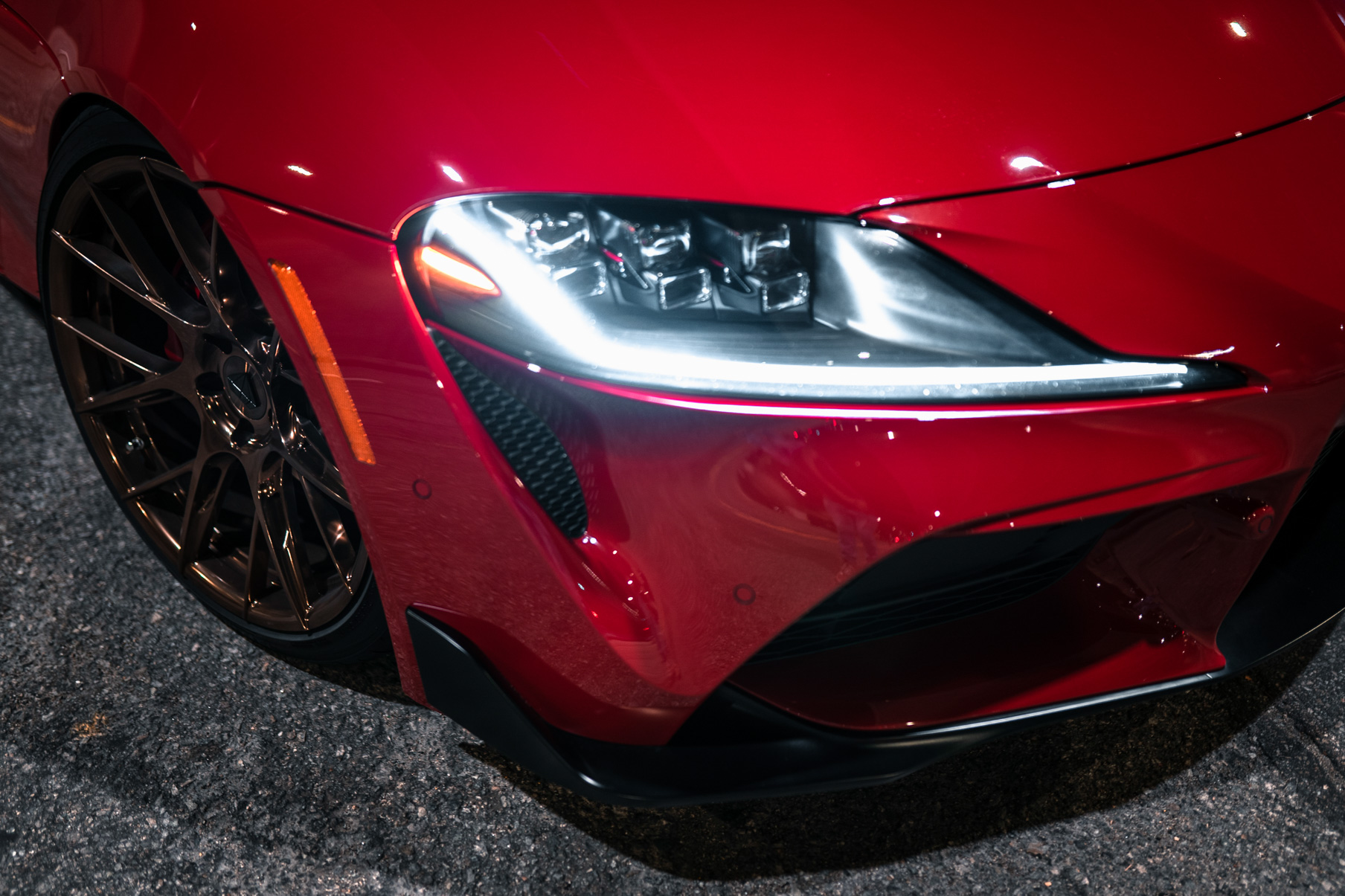 A 2020 Toyota Supra on Blaque Diamond BD-F18 20 Inch Polished Bronze Wheels