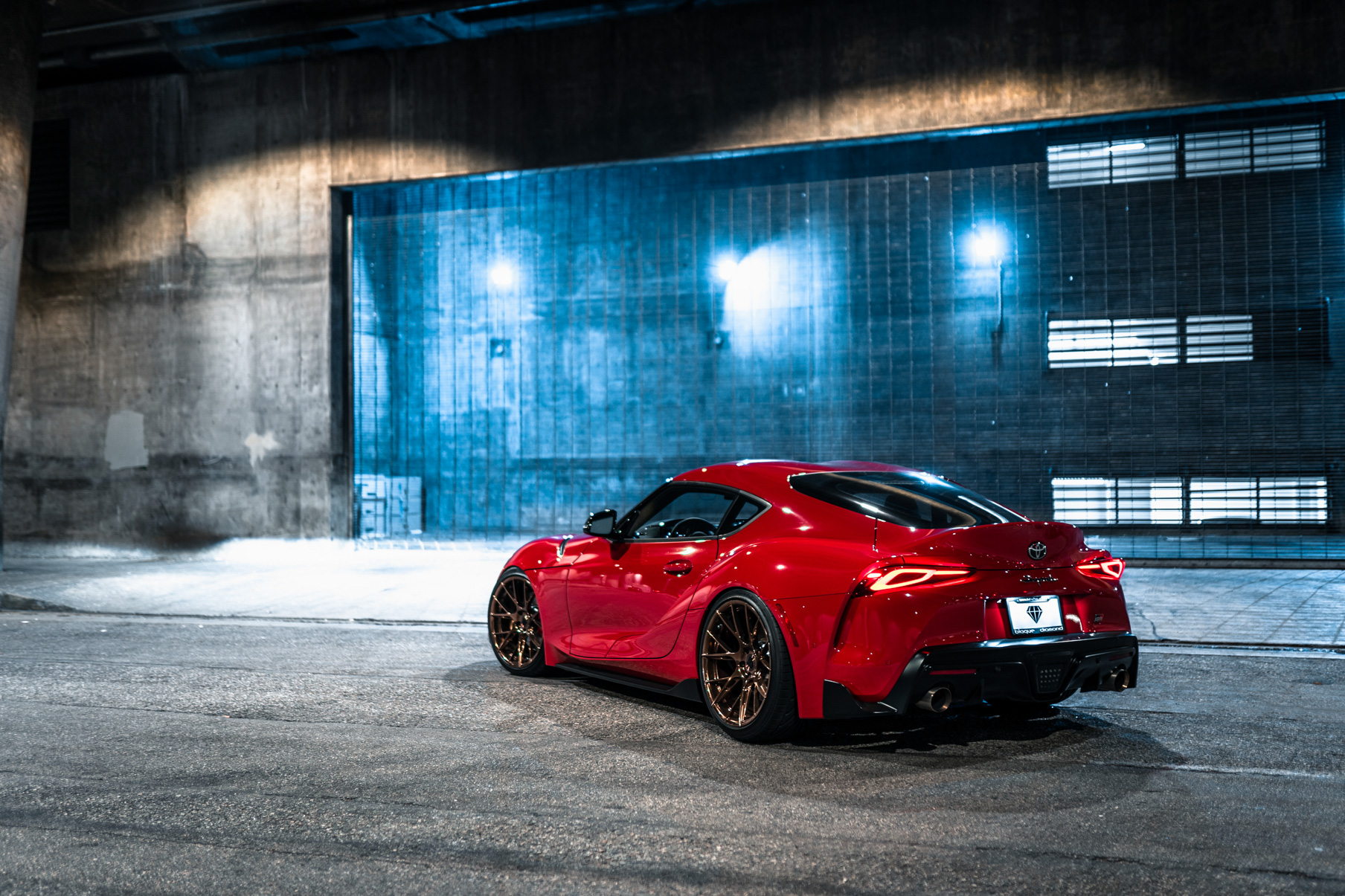 A 2020 Toyota Supra on Blaque Diamond BD-F18 20 Inch Polished Bronze Wheels