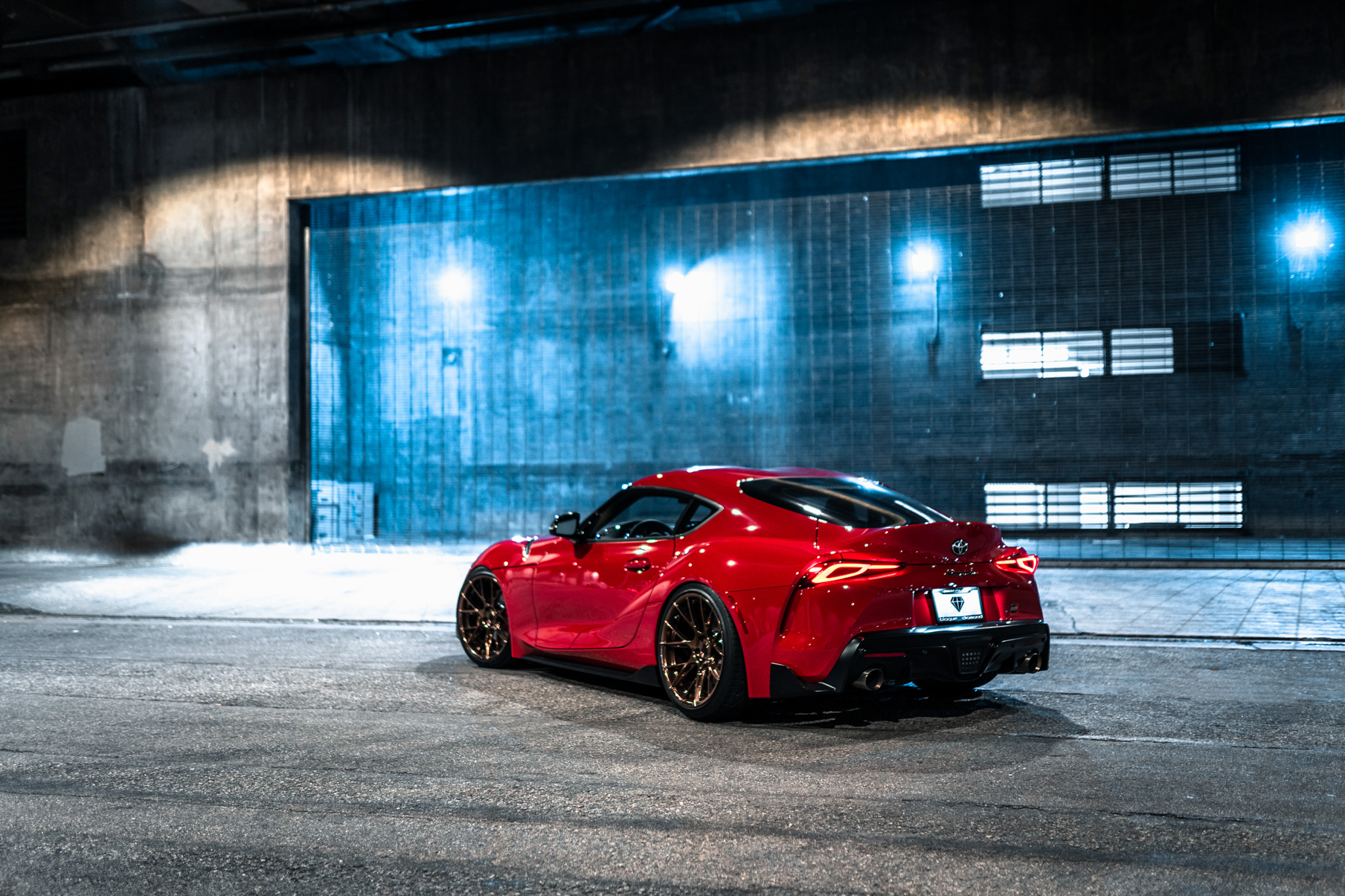 A 2020 Toyota Supra on Blaque Diamond BD-F18 20 Inch Polished Bronze Wheels