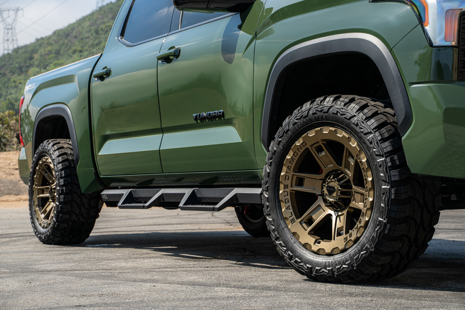 A 2022 Toyota Tundra TRD on Blaque Diamond BD-O801 20 Inch Matte Bronze Wheels