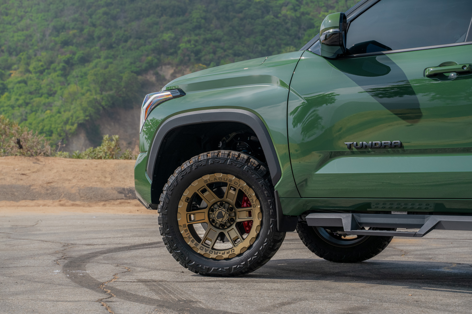 A 2022 Toyota Tundra TRD on Blaque Diamond BD-O801 20 Inch Matte Bronze Wheels