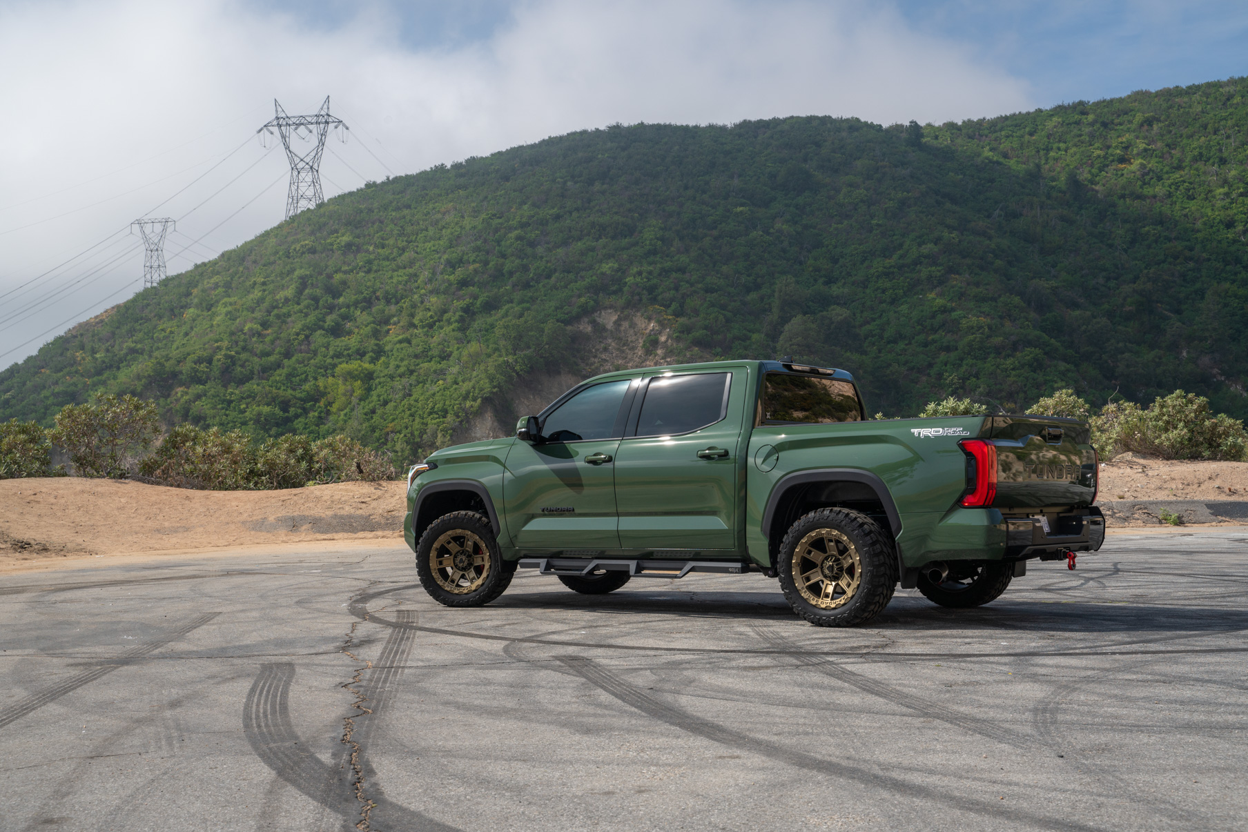 A 2022 Toyota Tundra TRD on Blaque Diamond BD-O801 20 Inch Matte Bronze Wheels