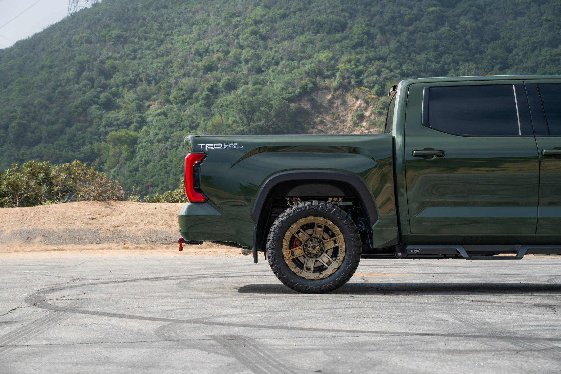 A 2022 Toyota Tundra TRD on Blaque Diamond BD-O801 20 Inch Matte Bronze Wheels