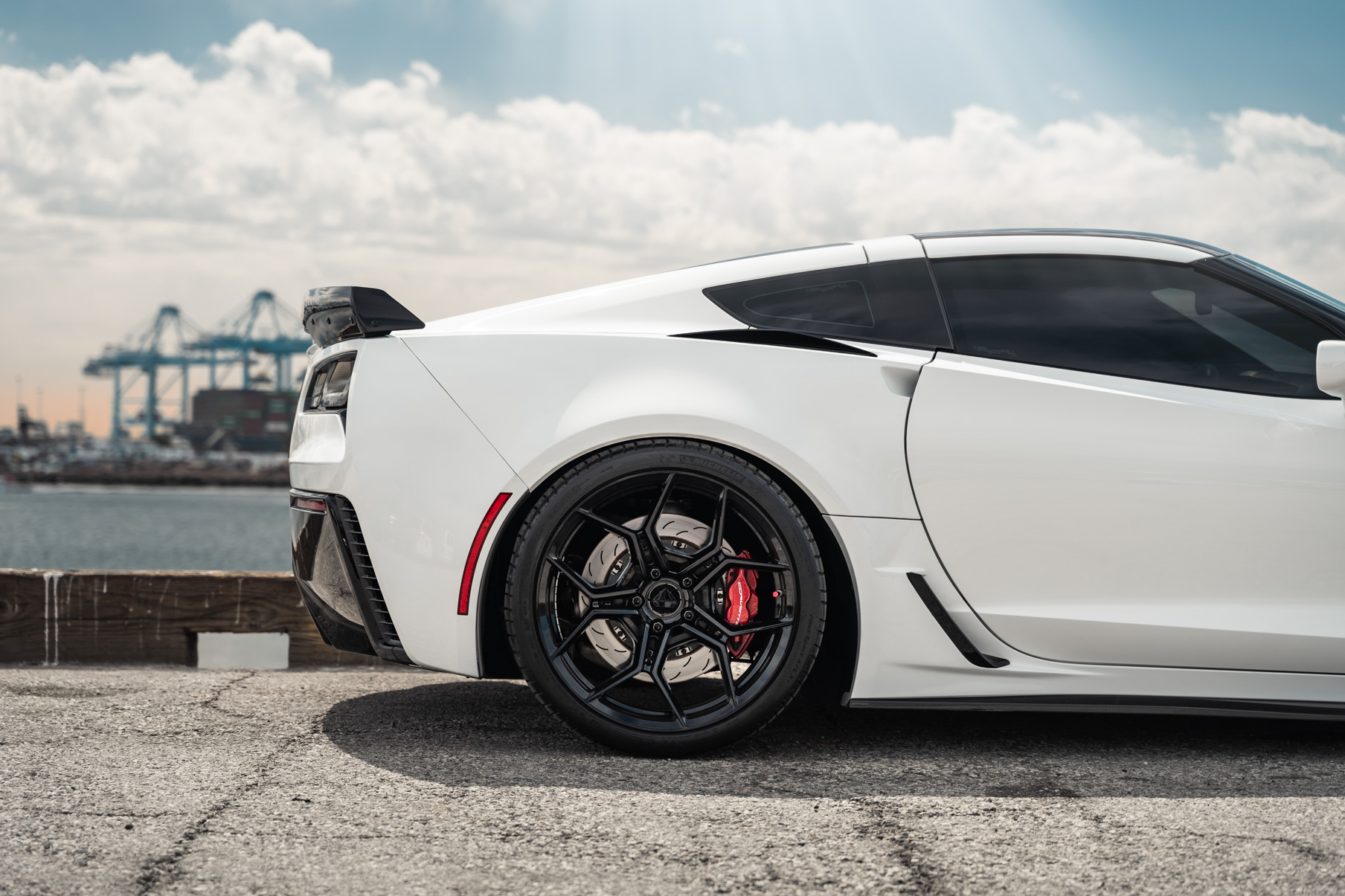 A 2018 Chevrolet Corvette C7 Z06 on Blaque Diamond BD-F25 Gloss Black Wheels