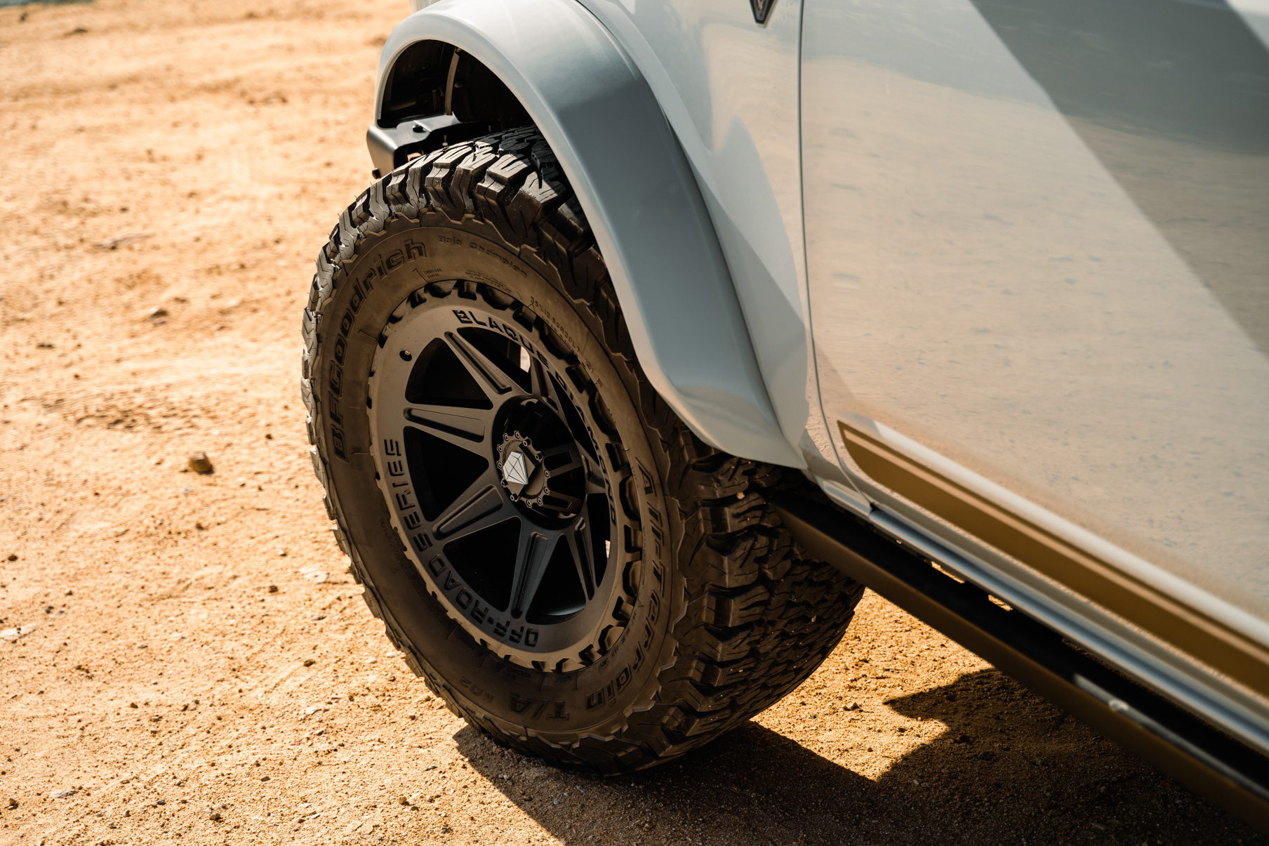 A 2022 Ford Bronco Sasquatch on Blaque Diamond BD-O102 Textured Black Wheels