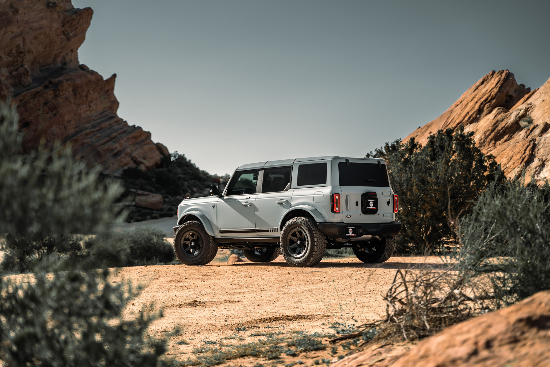 A 2022 Ford Bronco Sasquatch on Blaque Diamond BD-O102 Textured Black Wheels
