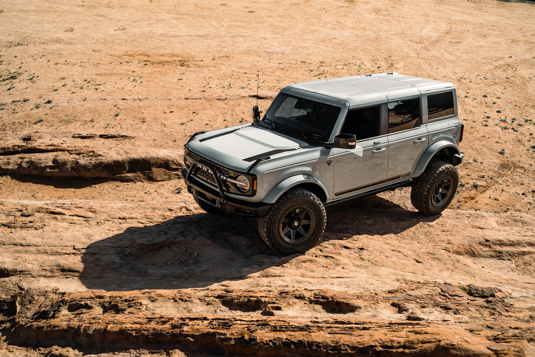 A 2022 Ford Bronco Sasquatch on Blaque Diamond BD-O102 Textured Black Wheels