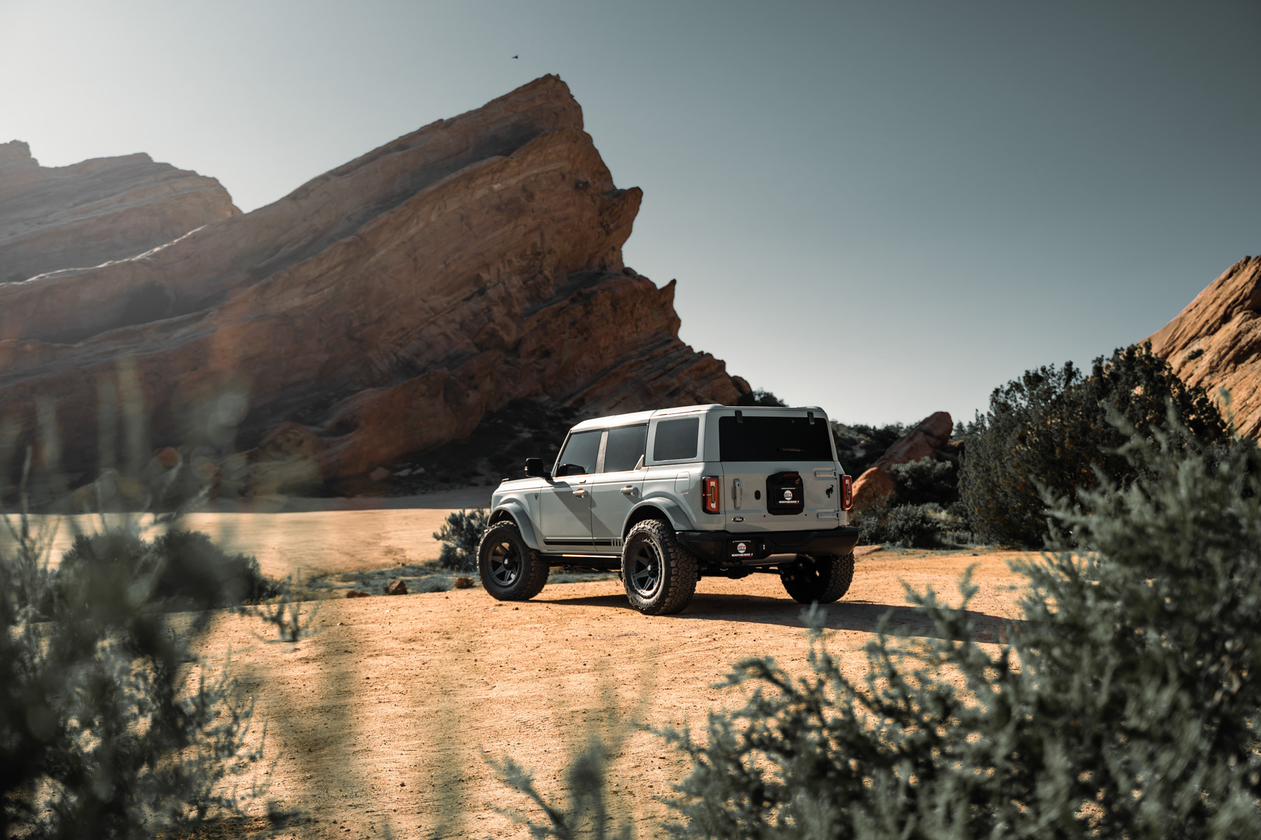 A 2022 Ford Bronco Sasquatch on Blaque Diamond BD-O102 Textured Black Wheels
