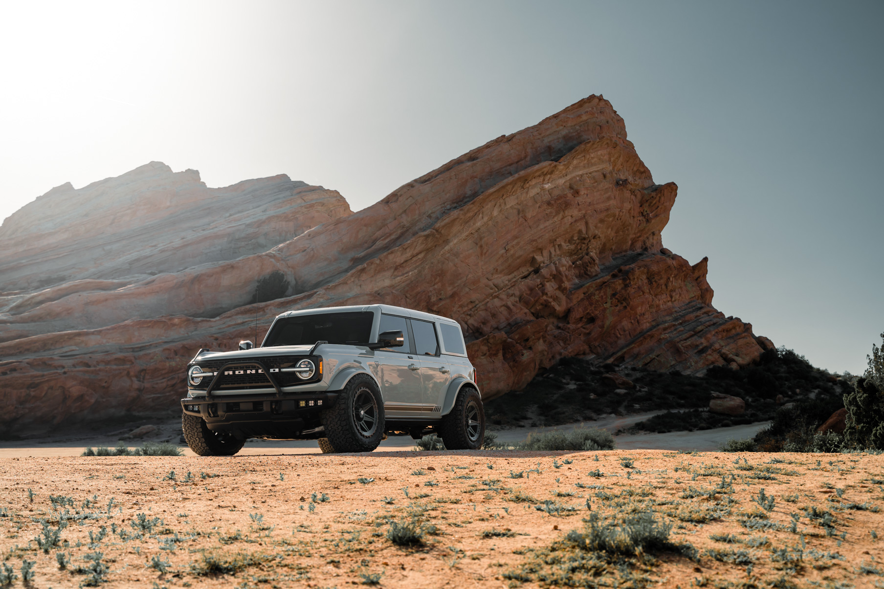 A 2022 Ford Bronco Sasquatch on Blaque Diamond BD-O102 Textured Black Wheels