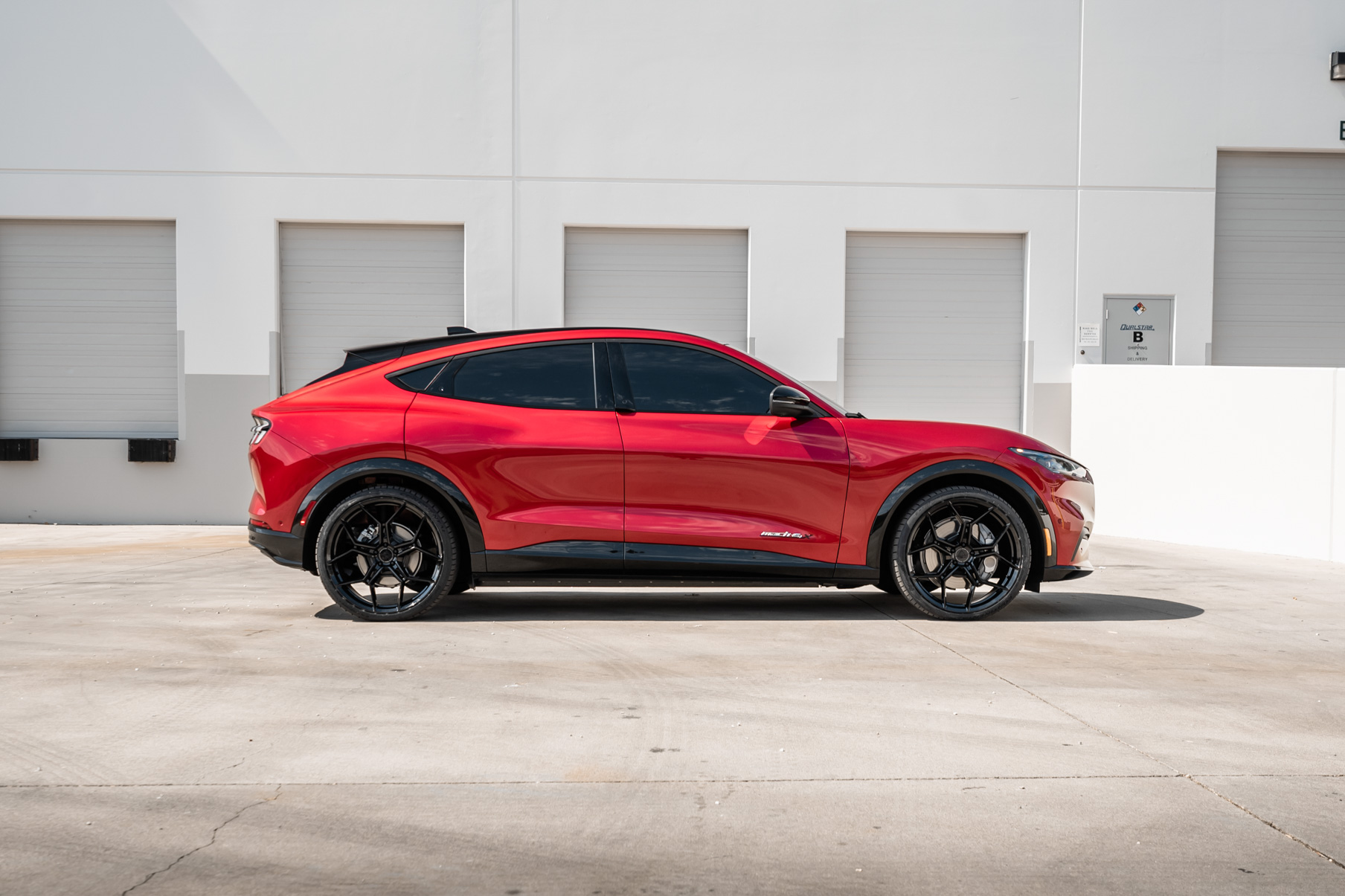A 2021 Ford Mustang Mach E on Blaque Diamond BD-F25 Gloss Black Wheels