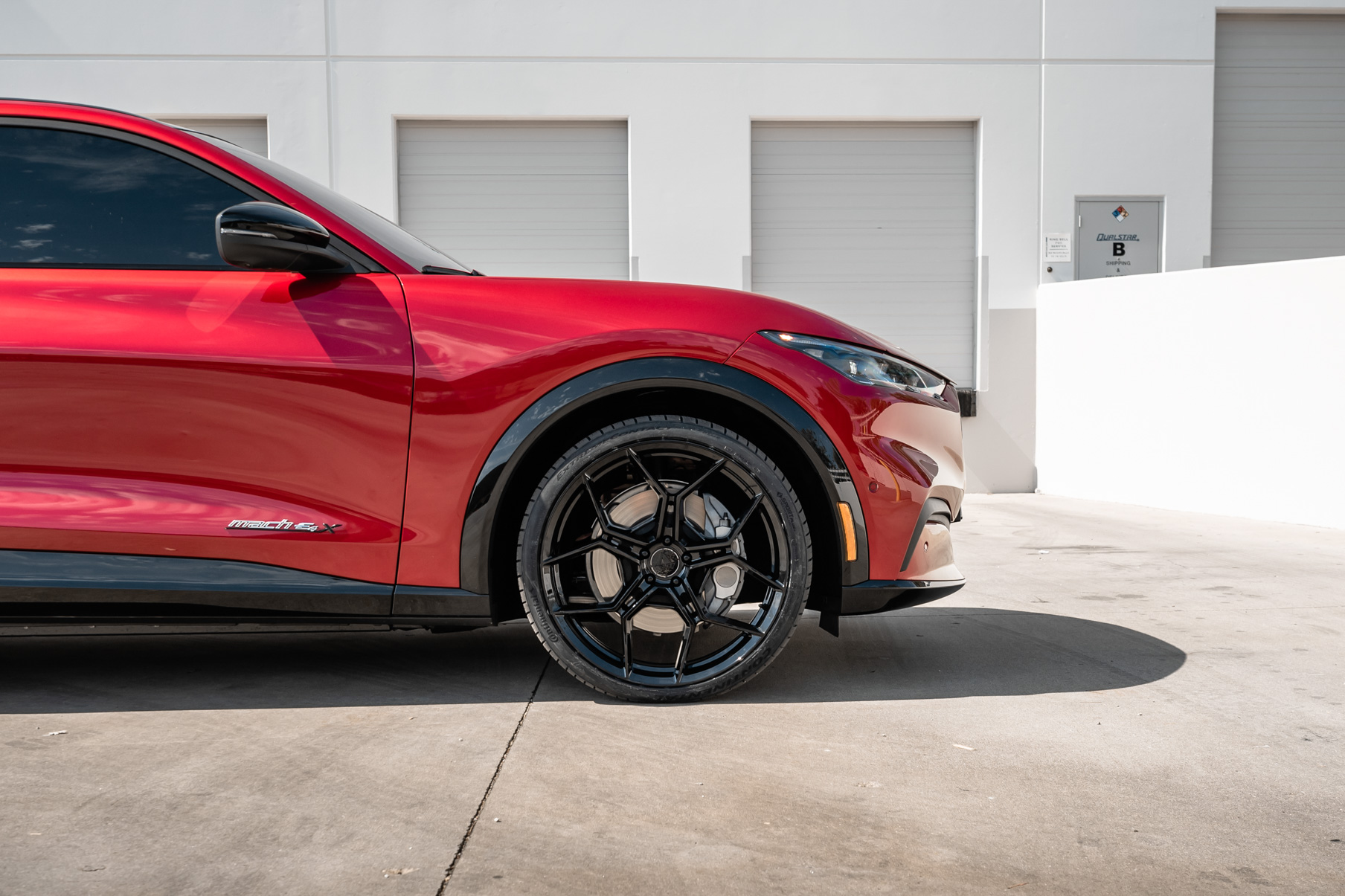 A 2021 Ford Mustang Mach E on Blaque Diamond BD-F25 Gloss Black Wheels