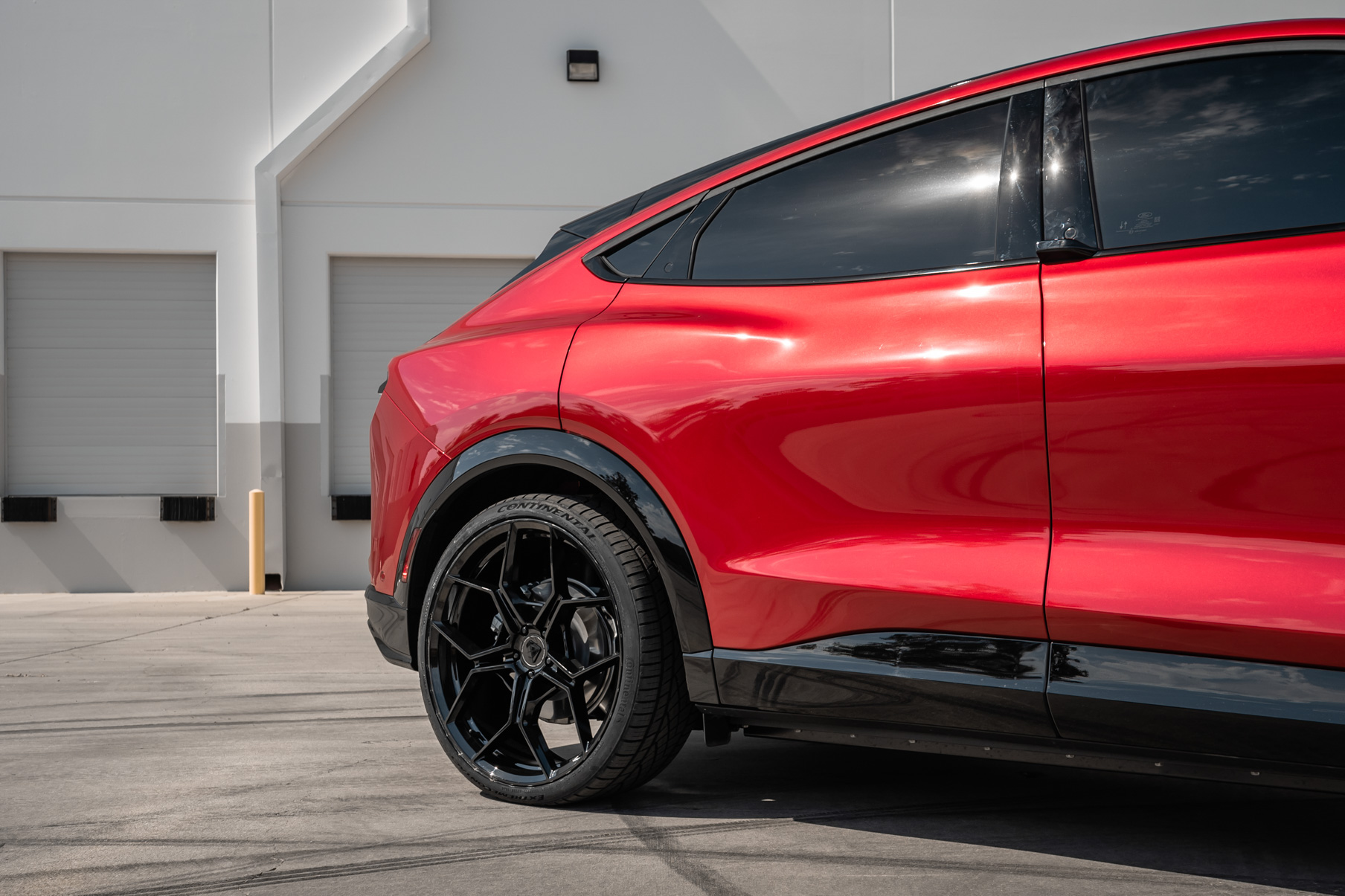 A 2021 Ford Mustang Mach E on Blaque Diamond BD-F25 Gloss Black Wheels