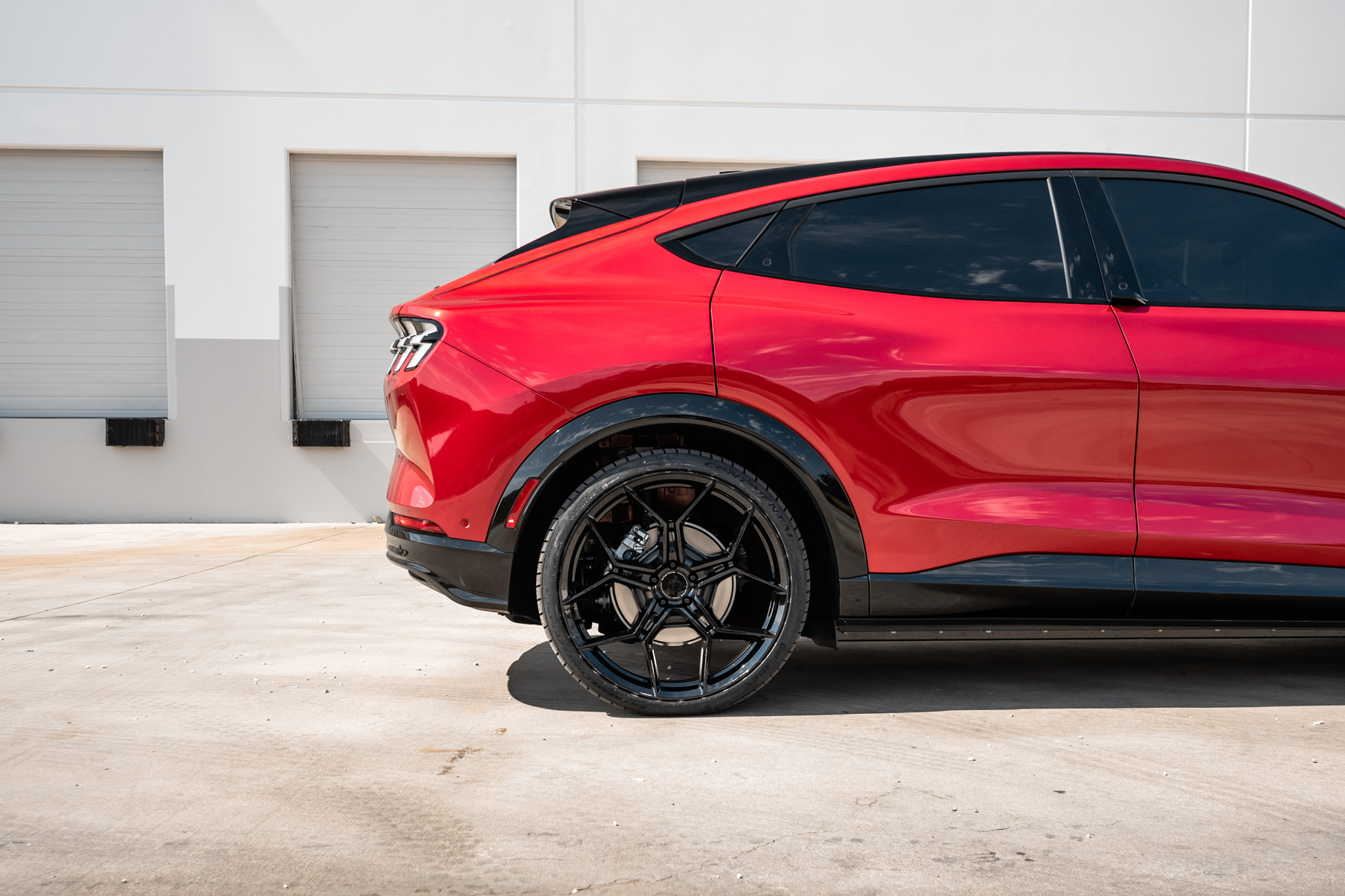 A 2021 Ford Mustang Mach E on Blaque Diamond BD-F25 Gloss Black Wheels