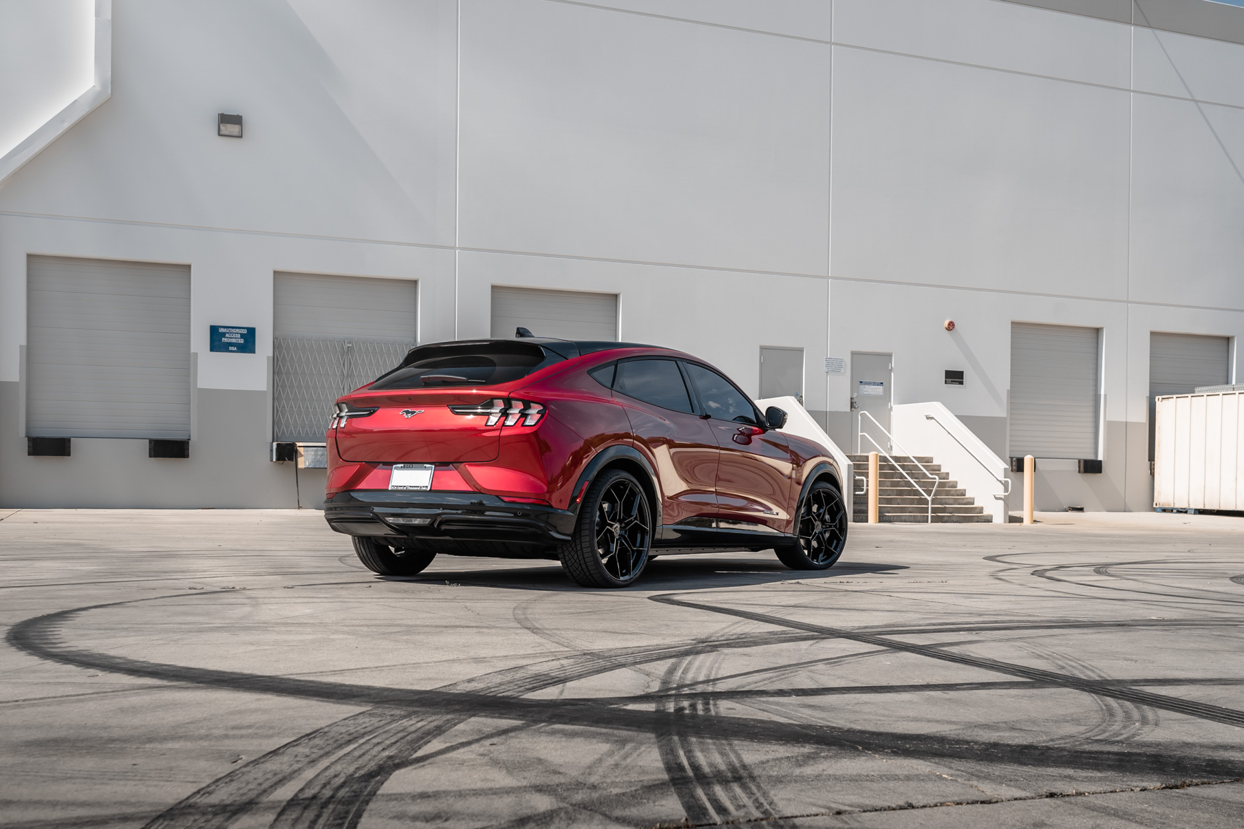 A 2021 Ford Mustang Mach E on Blaque Diamond BD-F25 Gloss Black Wheels