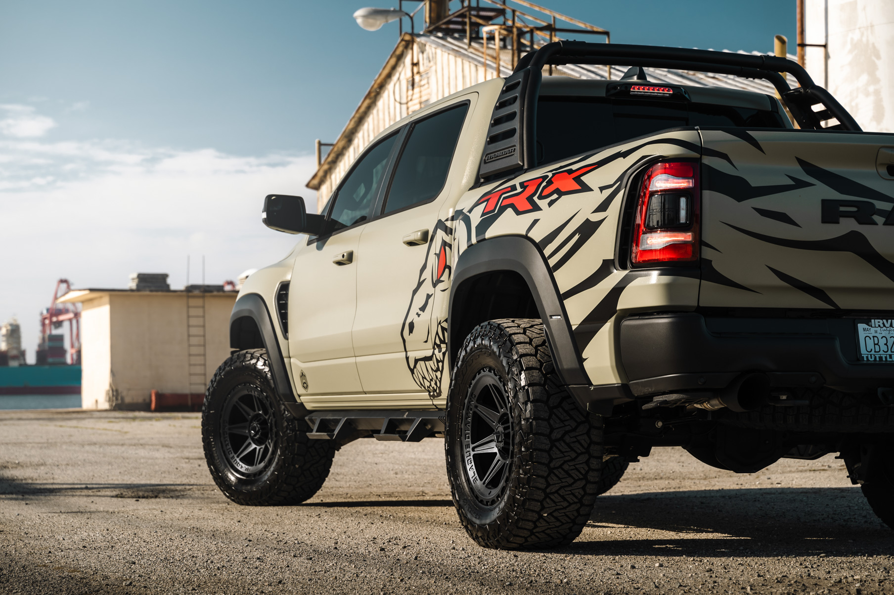 A 2022 Ram 1500 TRX on Blaque Diamond BD-O102 Textured Black Wheels