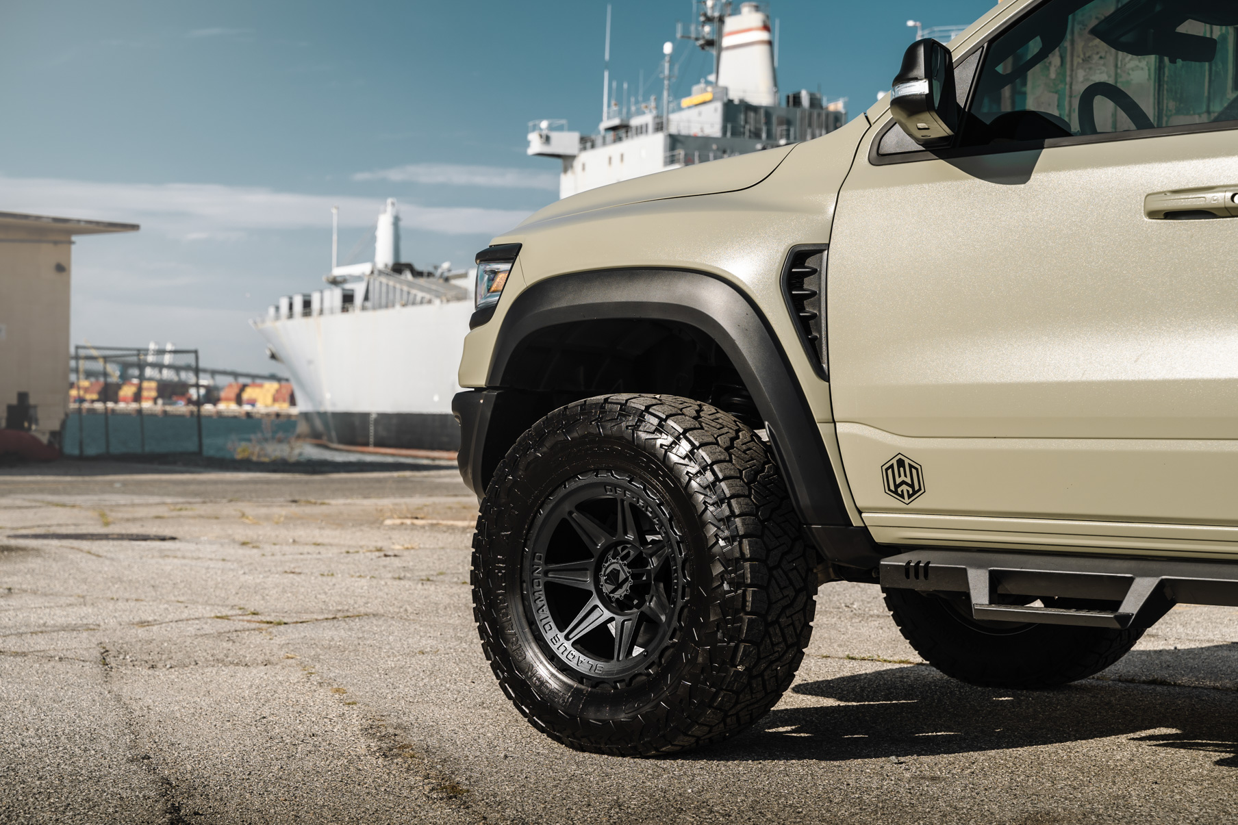 A 2022 Ram 1500 TRX on Blaque Diamond BD-O102 Textured Black Wheels