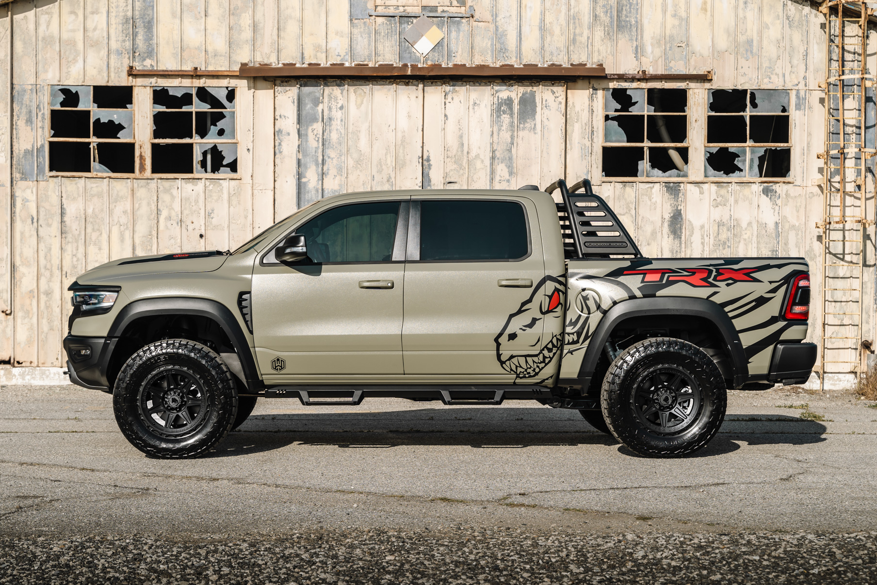 A 2022 Ram 1500 TRX on Blaque Diamond BD-O102 Textured Black Wheels