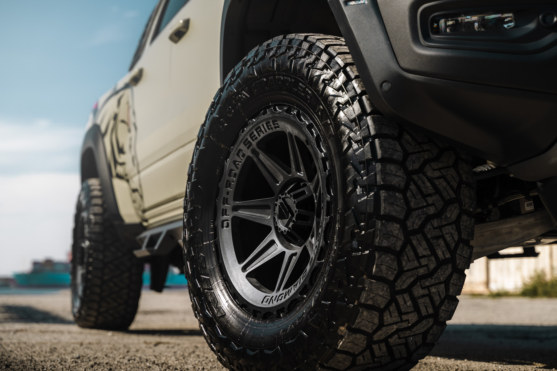 A 2022 Ram 1500 TRX on Blaque Diamond BD-O102 Textured Black Wheels